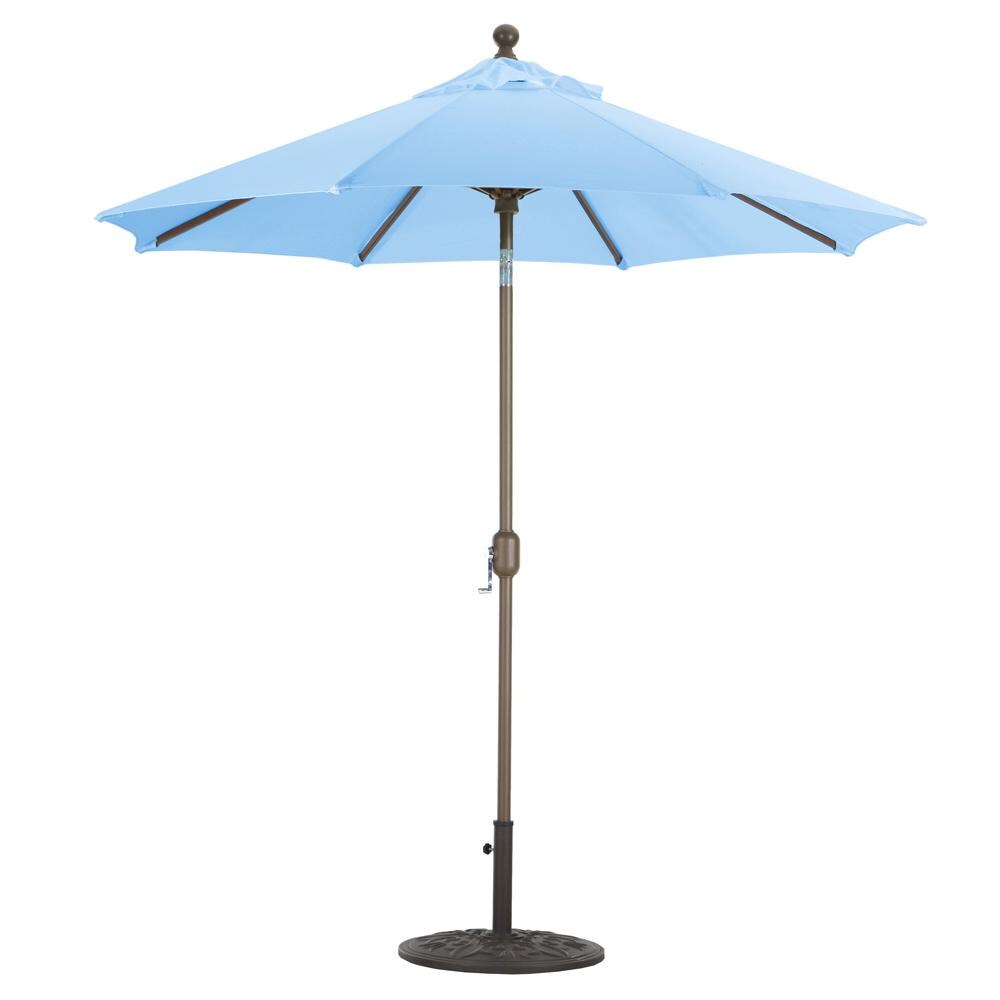 Galtech 7.5 Ft. Octagonal Aluminum Patio Umbrella W/ Crank Lift & Deluxe Auto Tilt - Antique Bronze Frame W/ Air Blue Sunbrella Fabric (Umbrella Base Not Included) thumbnail