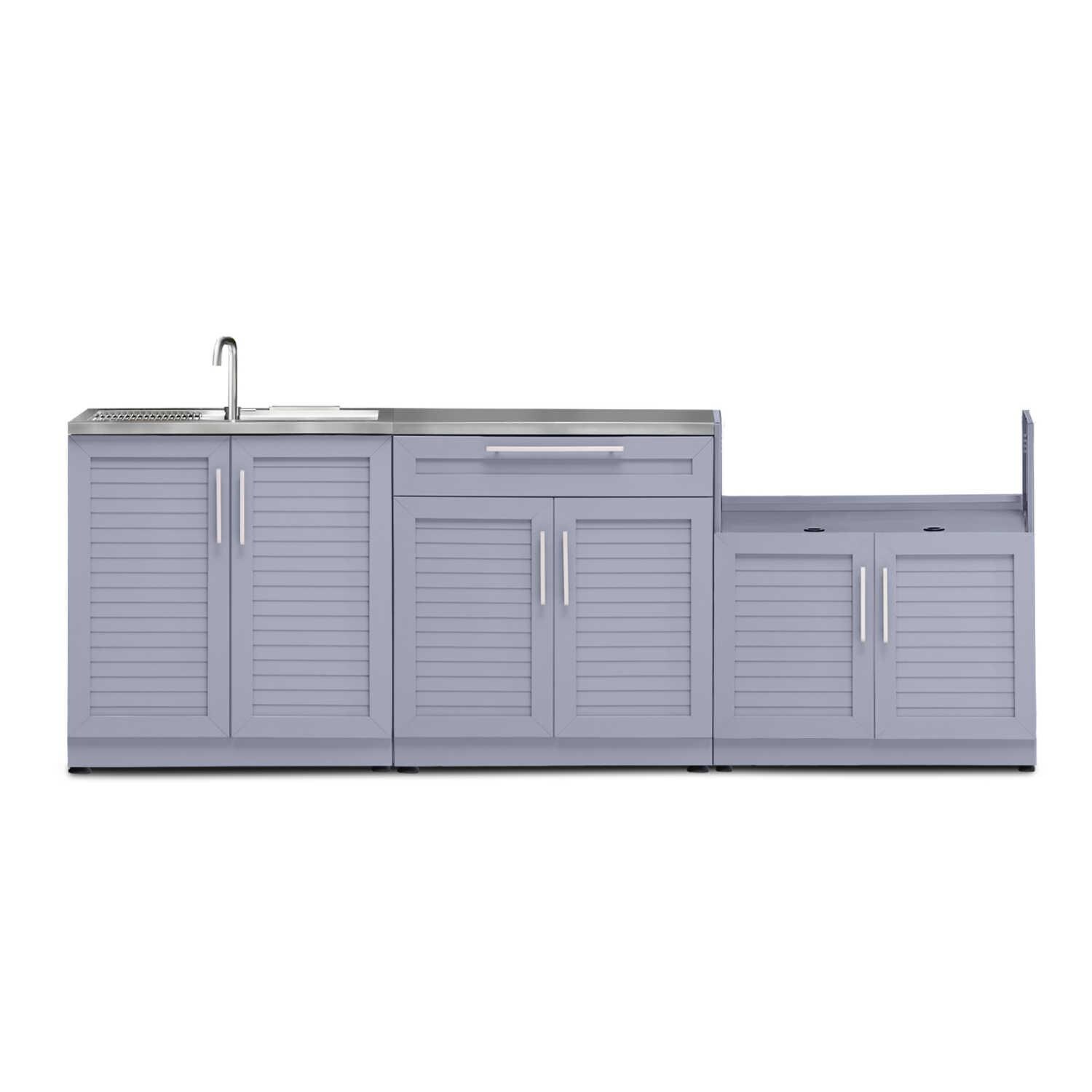NewAge Outdoor Kitchen 4 Piece Set With 33-Inch Insert Grill Cabinet, Sink, And Bar Center - Coastal Gray - 65458 thumbnail