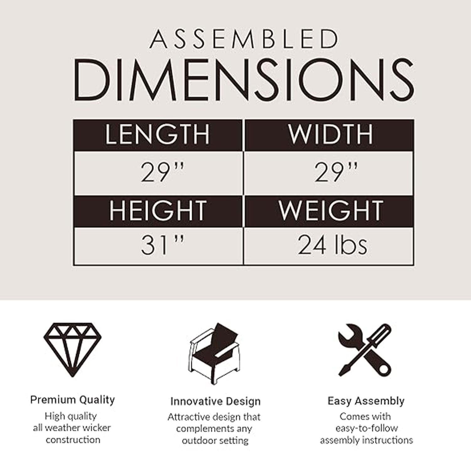 Palm Way Resin Wicker Deluxe Patio Club Chair in Mocha by Ultimate Patio - Dimension - Detail thumbnail