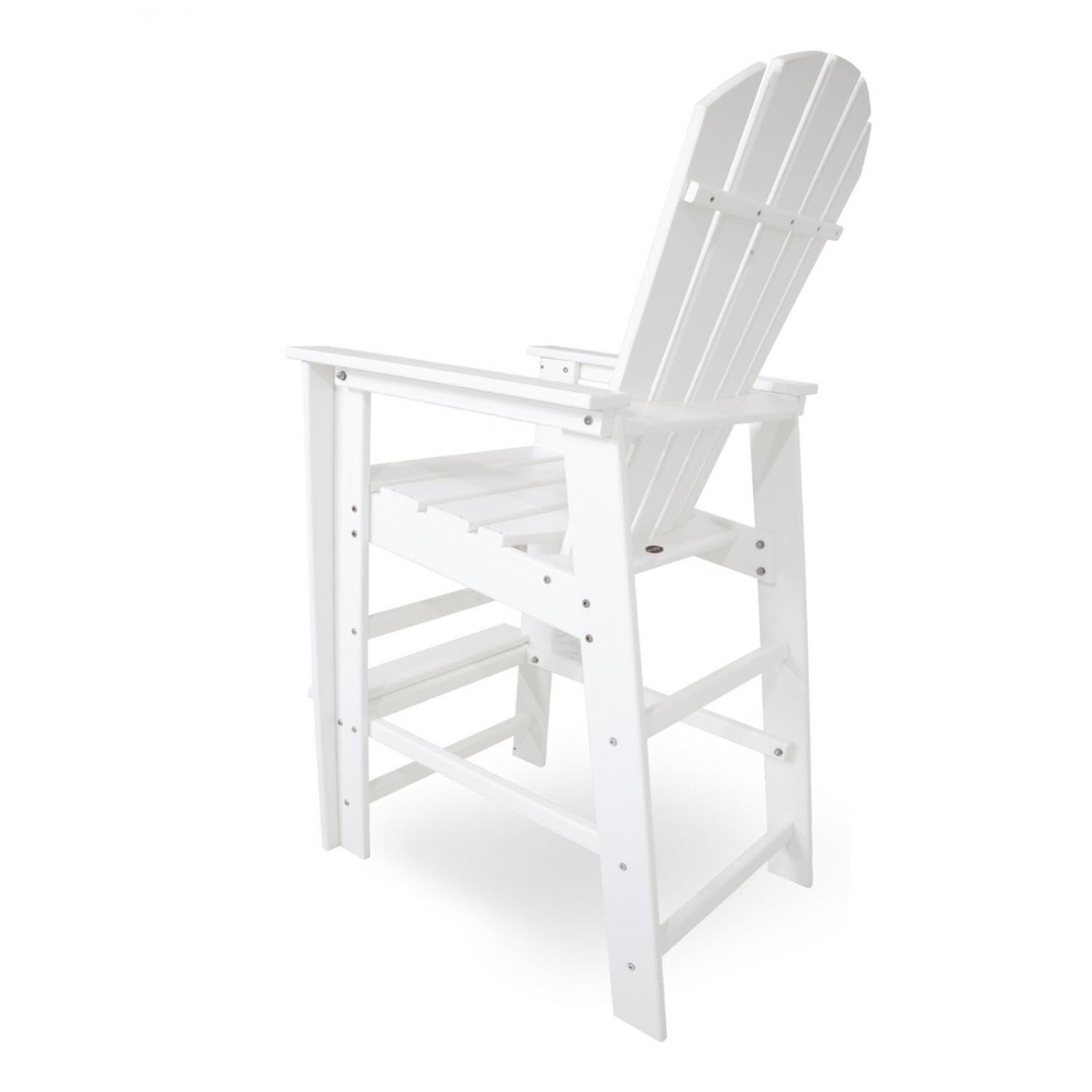 POLYWOOD South Beach Patio Bar Chair - White - Back View thumbnail
