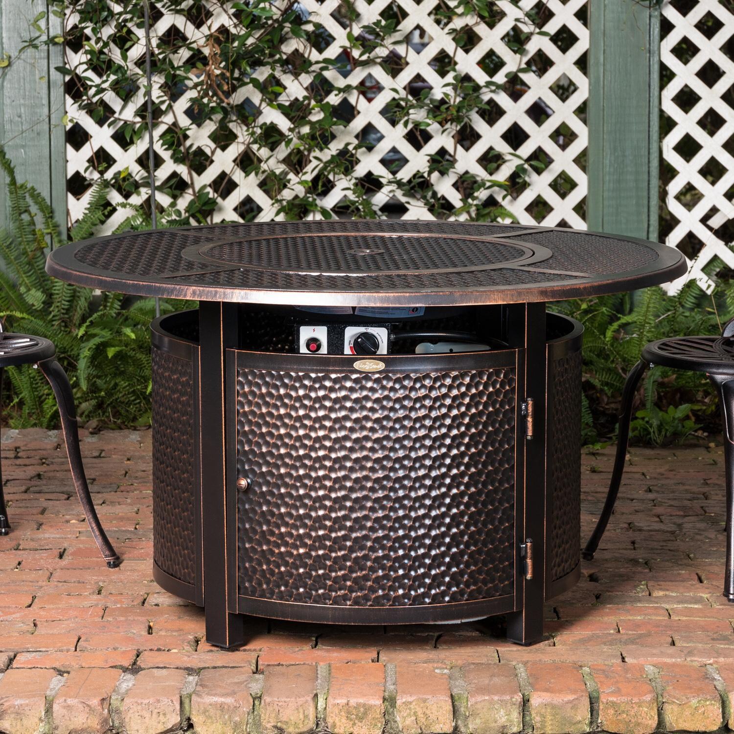 Ultimate Patio 62360-NG La flore 44-Inch Round Aluminum Natural Gas Fire Pit - Burner Cover thumbnail