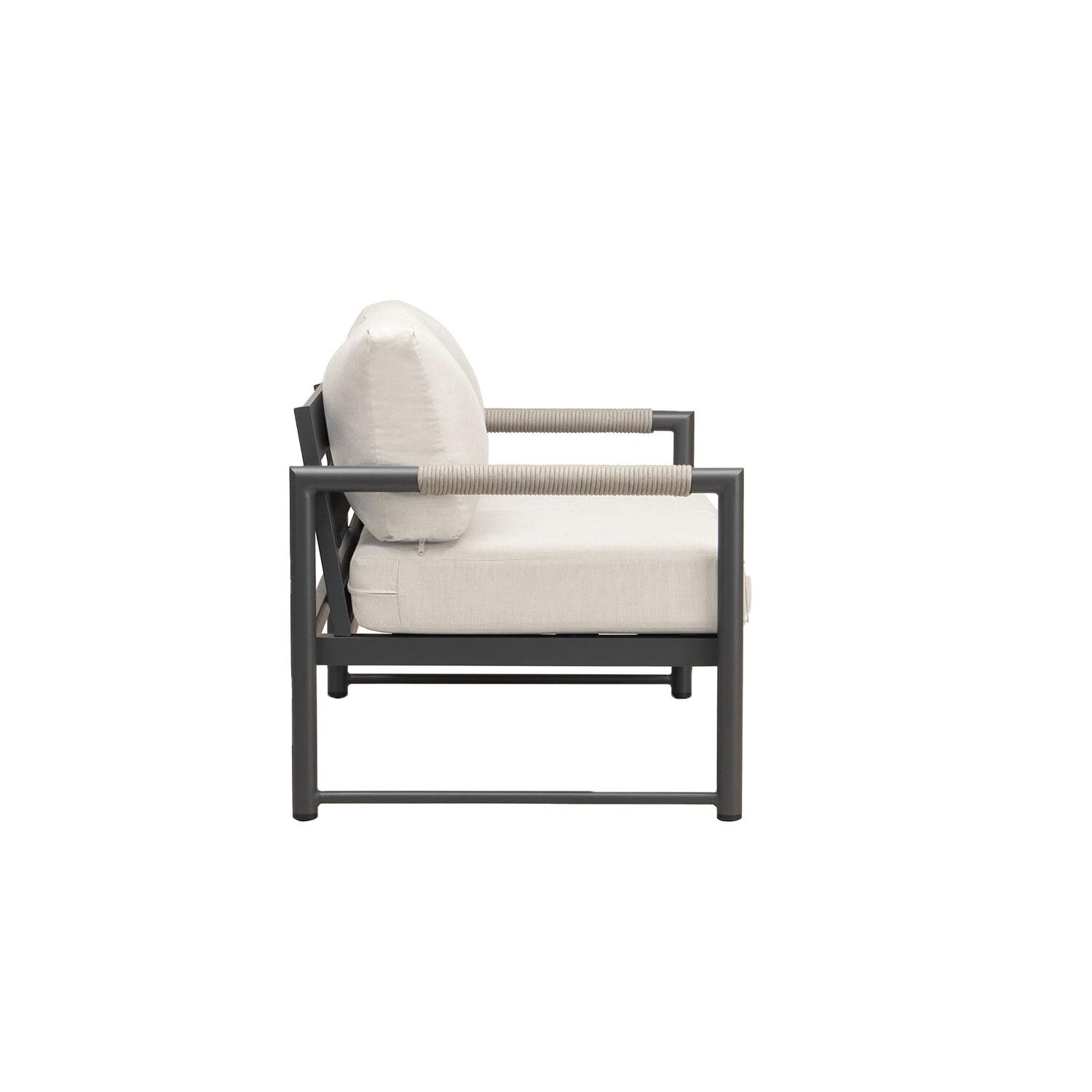 Lakeview AVEBAY-SL-PG-LS-CS Avenue Bay Slate/Pebble Gray Loveseat - Cast Silver - Side View - White Background thumbnail