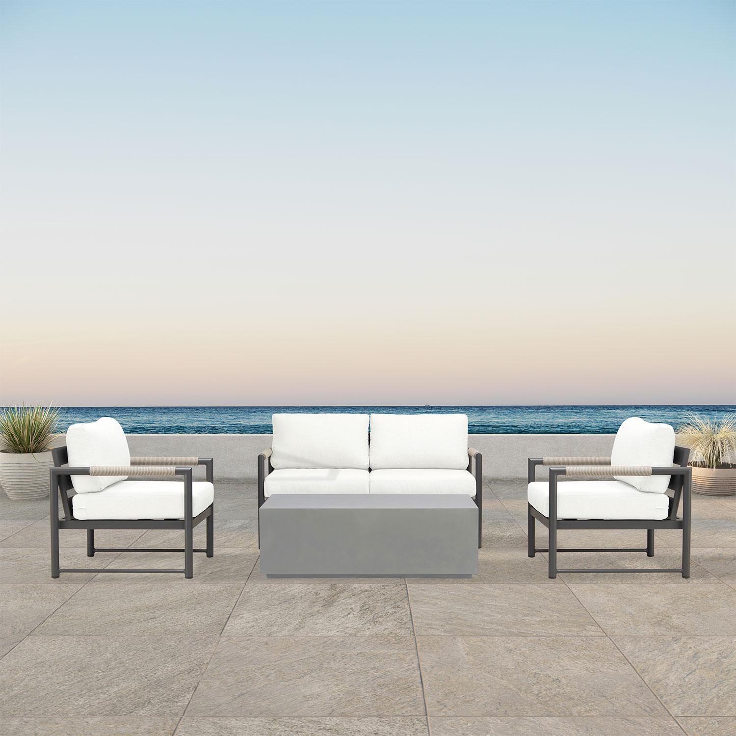 Avenue Bay 5 Pc Aluminum Seating Set in Slate/Canvas Natural by Lakeview Outdoor Designs