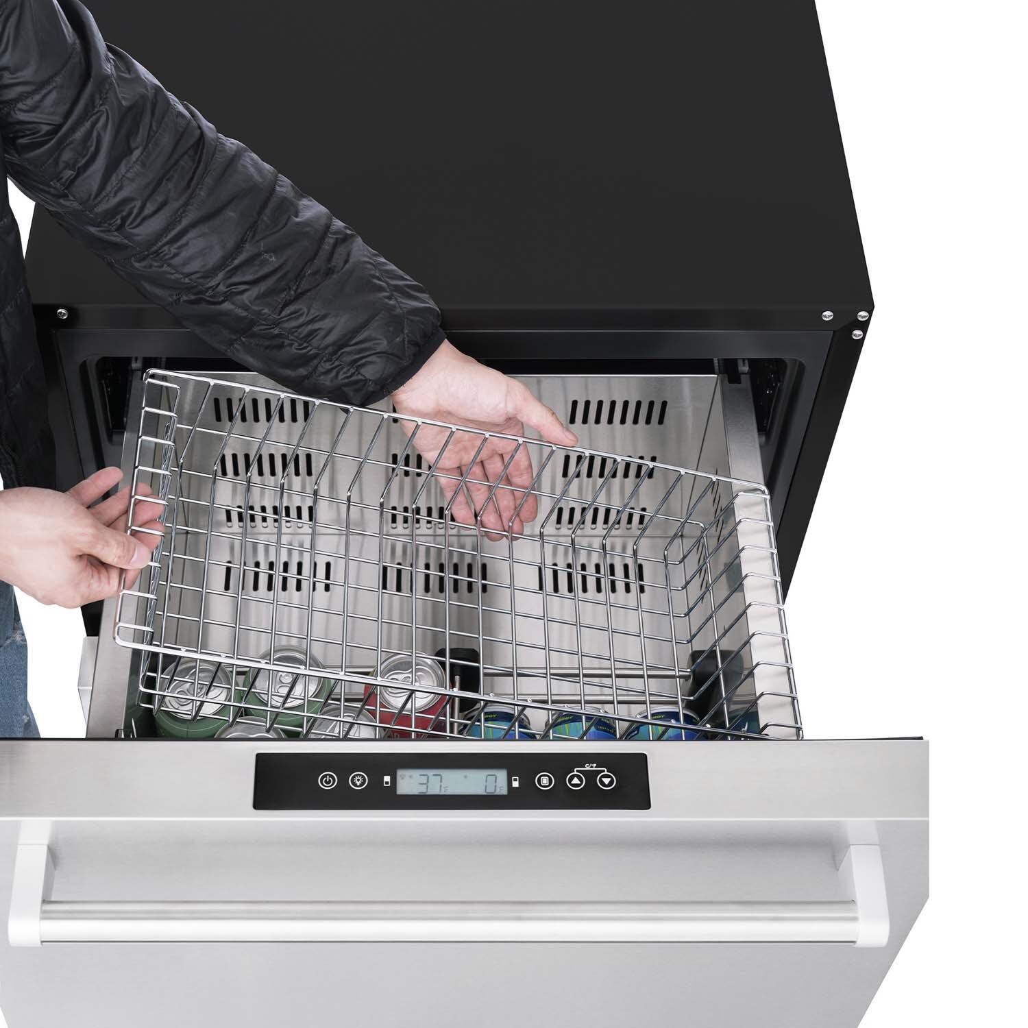 NewAir NOF110SSD0 24 Inch 4.1 Cu. Ft. Dual Drawer Commercial Built-In Outdoor Refrigerator & Freezer - Top Drawer - Detail thumbnail