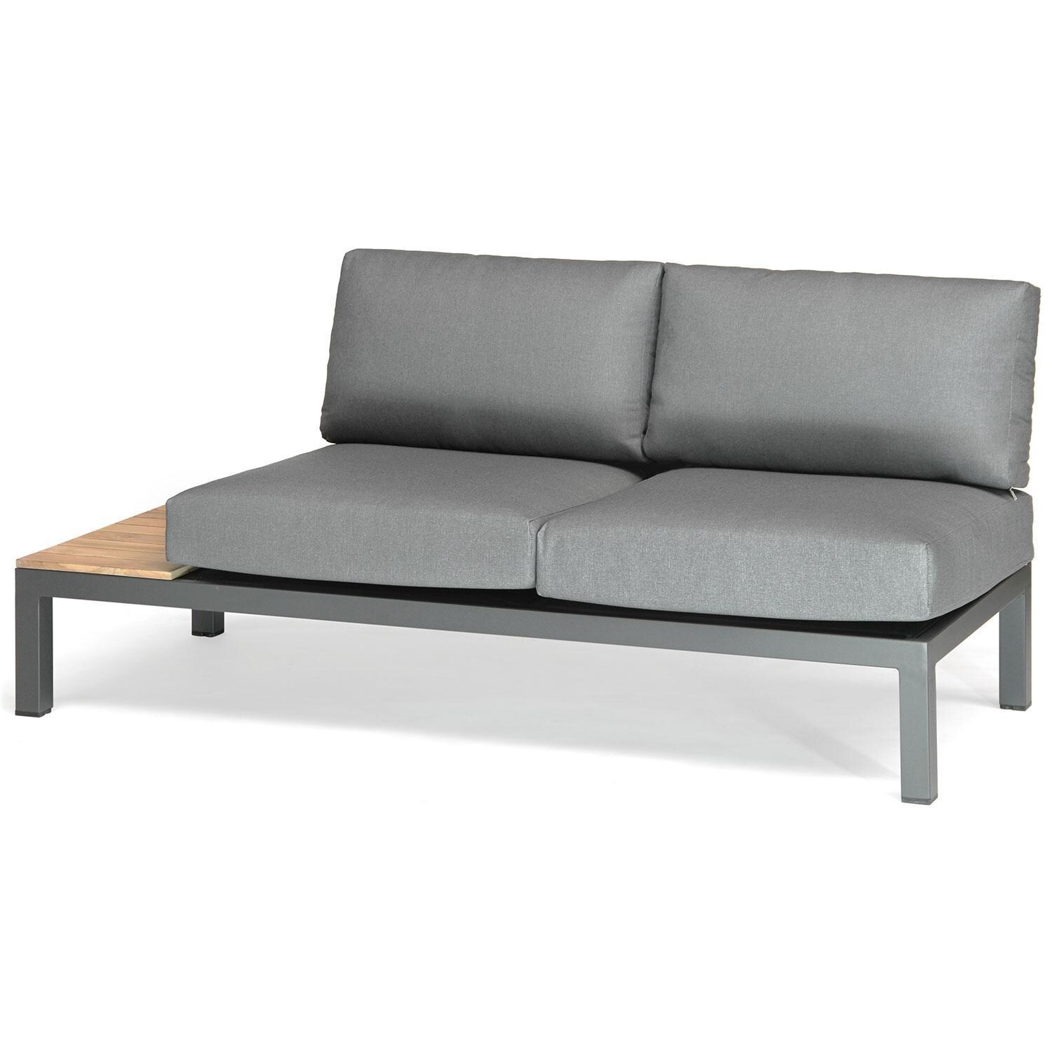 Elba 4 Pc Aluminum/Teak Seating Sectional Corner Set in Charcoal By KETTLER - Left Corner - White Background thumbnail