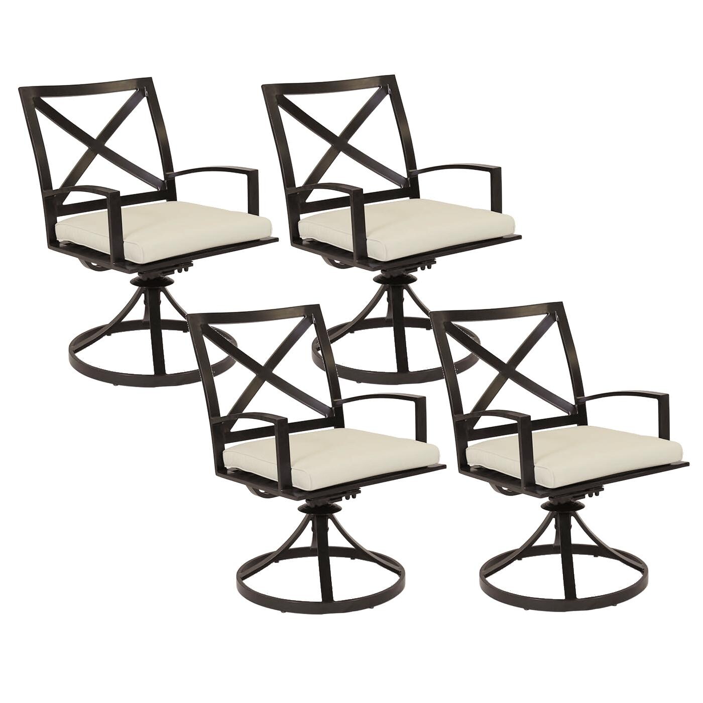 La Jolla 4 Piece Aluminum Swivel Rocker Dining Chair Set W/ Sunbrella Canvas Flax Cushions By Sunset West thumbnail