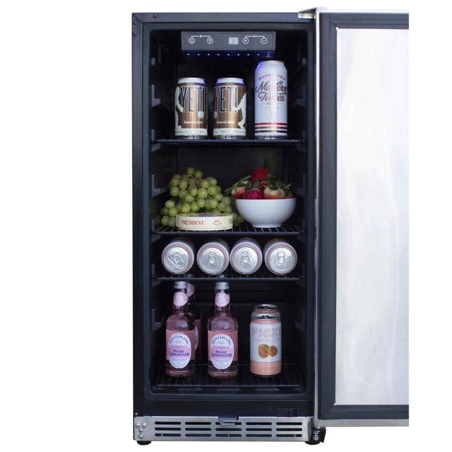 American Made Grills AMG-RFR-15S 15-Inch Outdoor Rated Fridge w/Stainless Door - Open Close Up View thumbnail