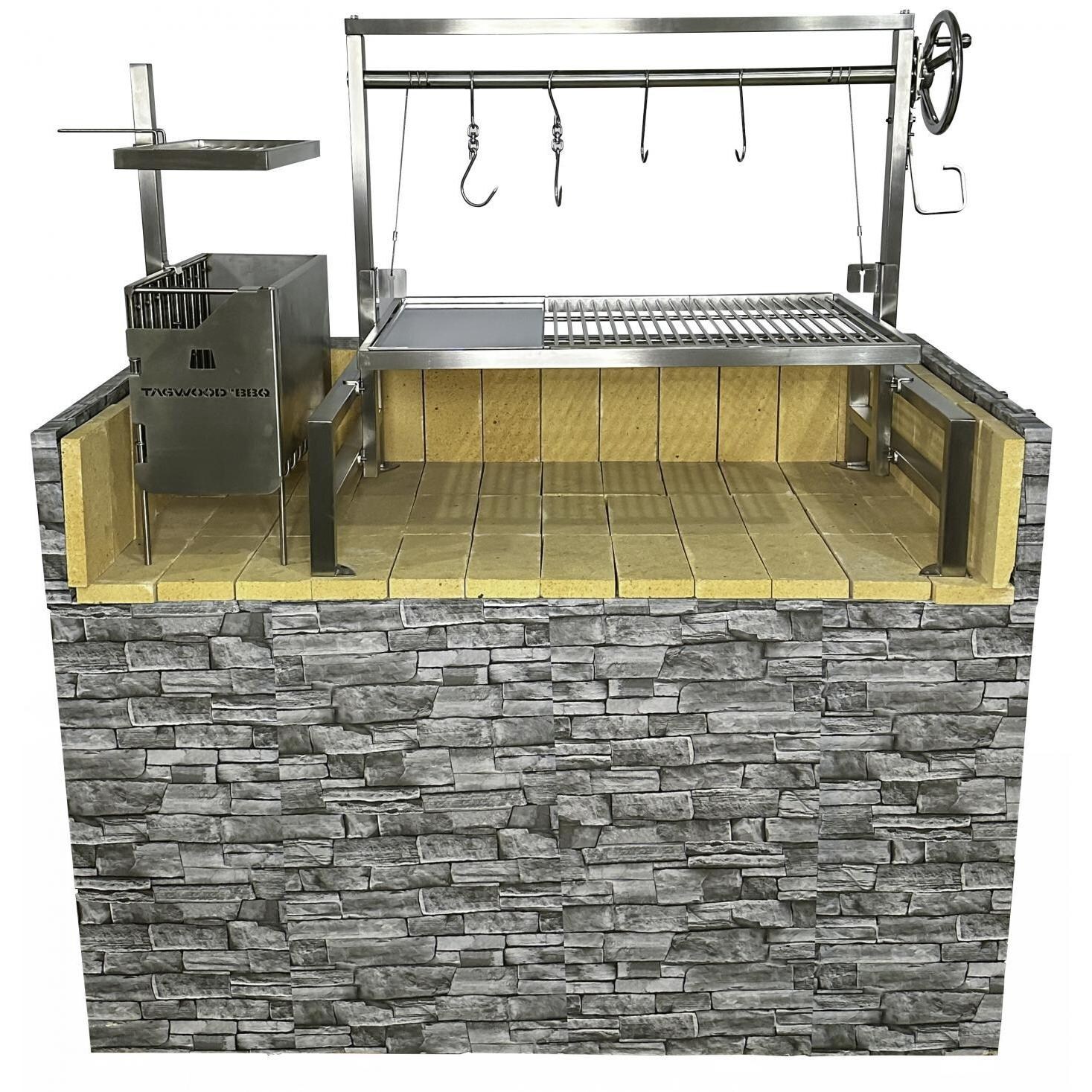 Tagwood BBQ BBQ09SS Insert Style Argentine Santa Maria Wood Fire & Charcoal Grill - Shown Installed thumbnail