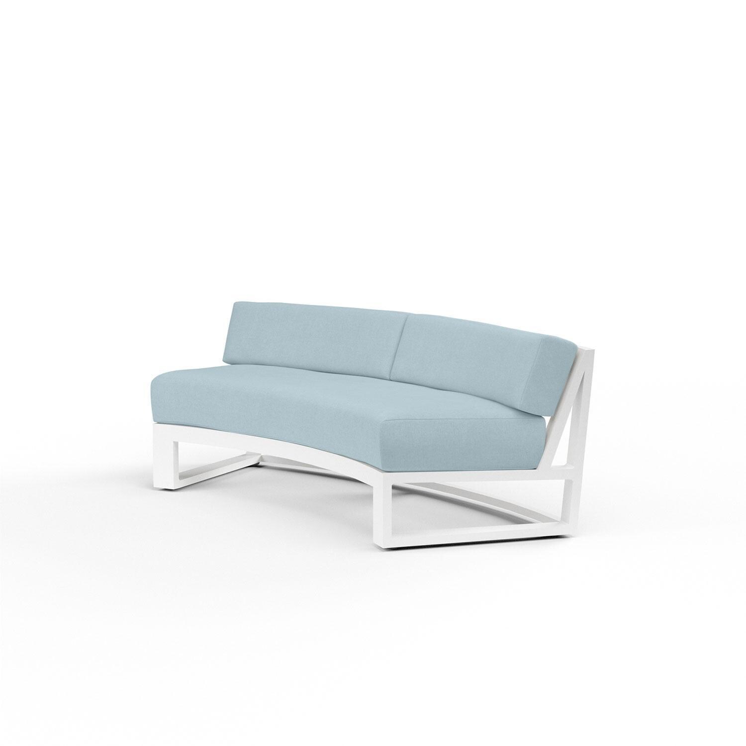 Newport Aluminum Curved Sectional Sofa in Canvas Skyline w/ No Welt by Sunset West - Display - White Background thumbnail