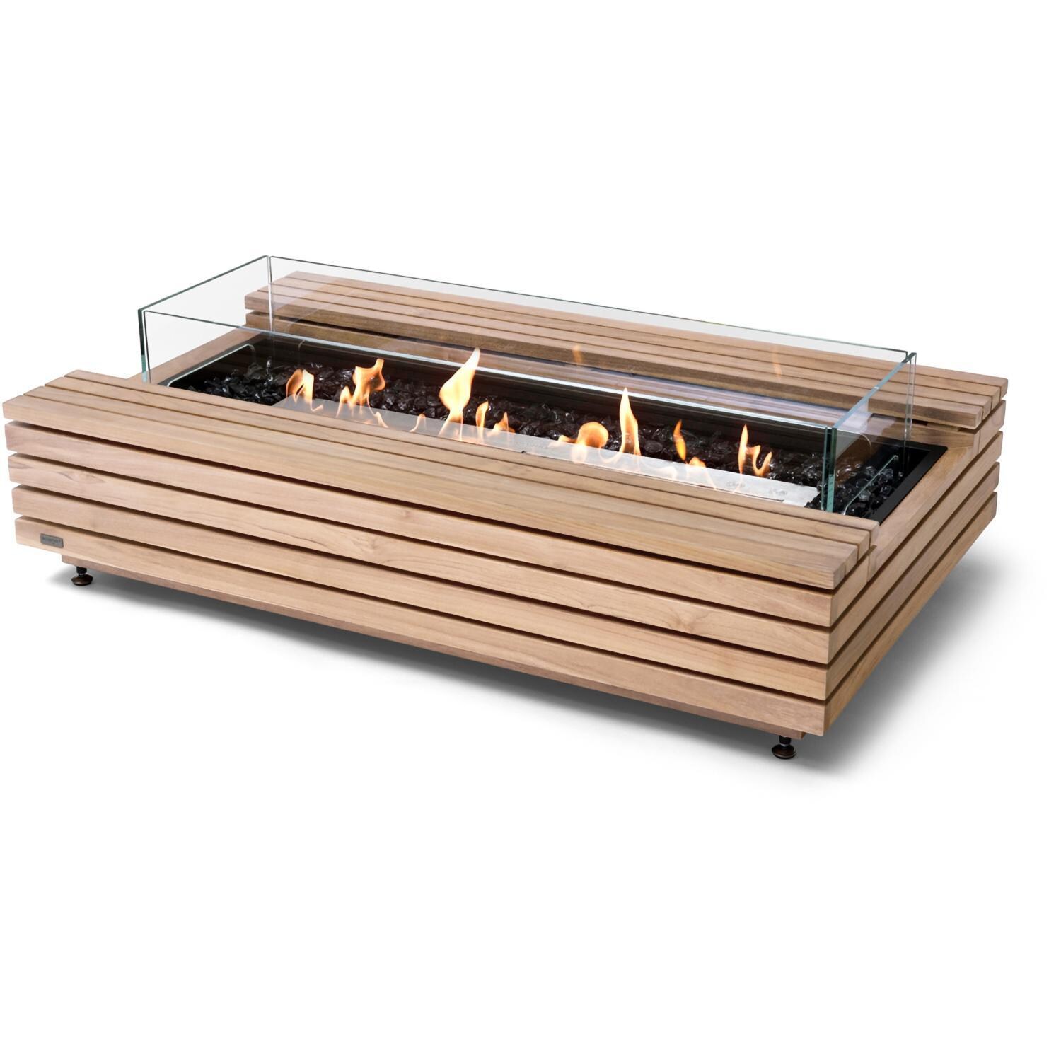 Cosmo 50 Inch Rectangular Teak Ethanol Fire Pit in Wood by EcoSmart Fire