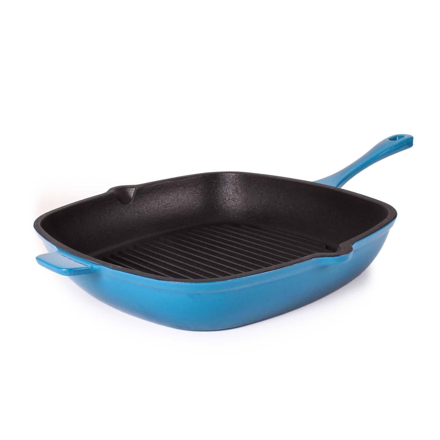 BergHOFF 11-in Neo Cast Iron Square Grill Pan - Blue - White Background thumbnail