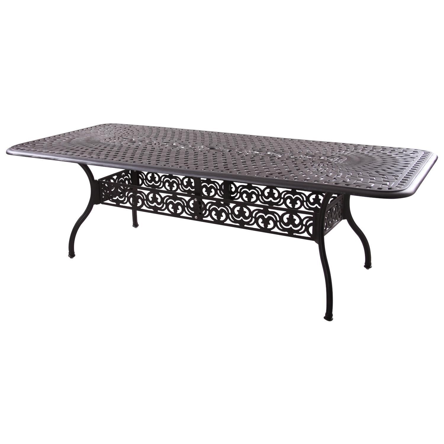 Darlee 201010-9PC-60XLD Santa Barbara 9 Piece Cast Aluminum Patio Dining Arm Chair Set W/ 92 X 42 Inch Rectangular Table & Sesame Cushions - Dining Table thumbnail
