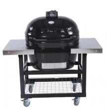 Primo Oval Junior Ceramic Kamado Grill On Steel Cart With Side Tables image