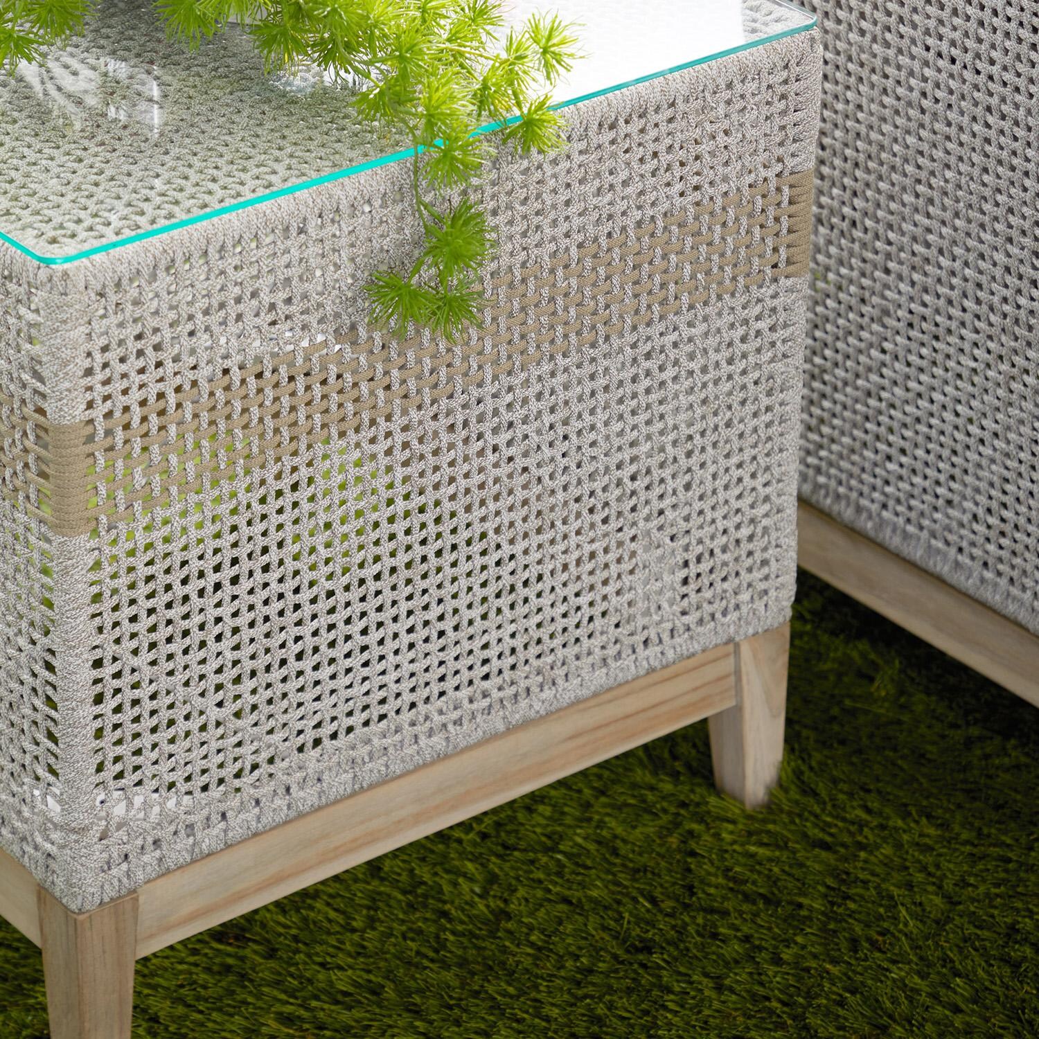 Lakeview Cocoa Way Taupe & White Woven Rope End Table - Lifestyle thumbnail