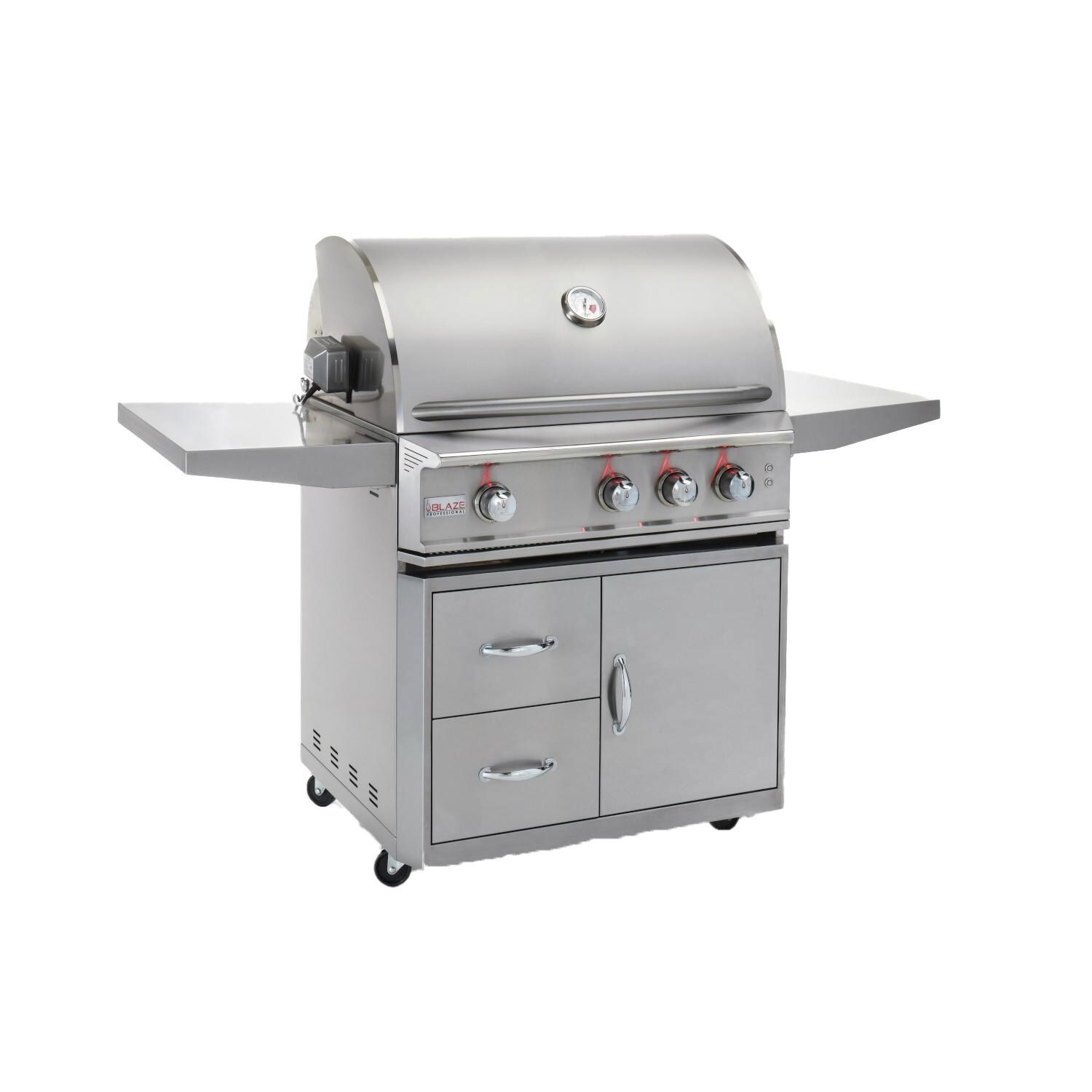 Blaze BLZ-3PRO-LP Professional LUX 34-Inch 3-Burner Freestanding Propane Gas Grill With Rear Infrared Burner - Side View thumbnail