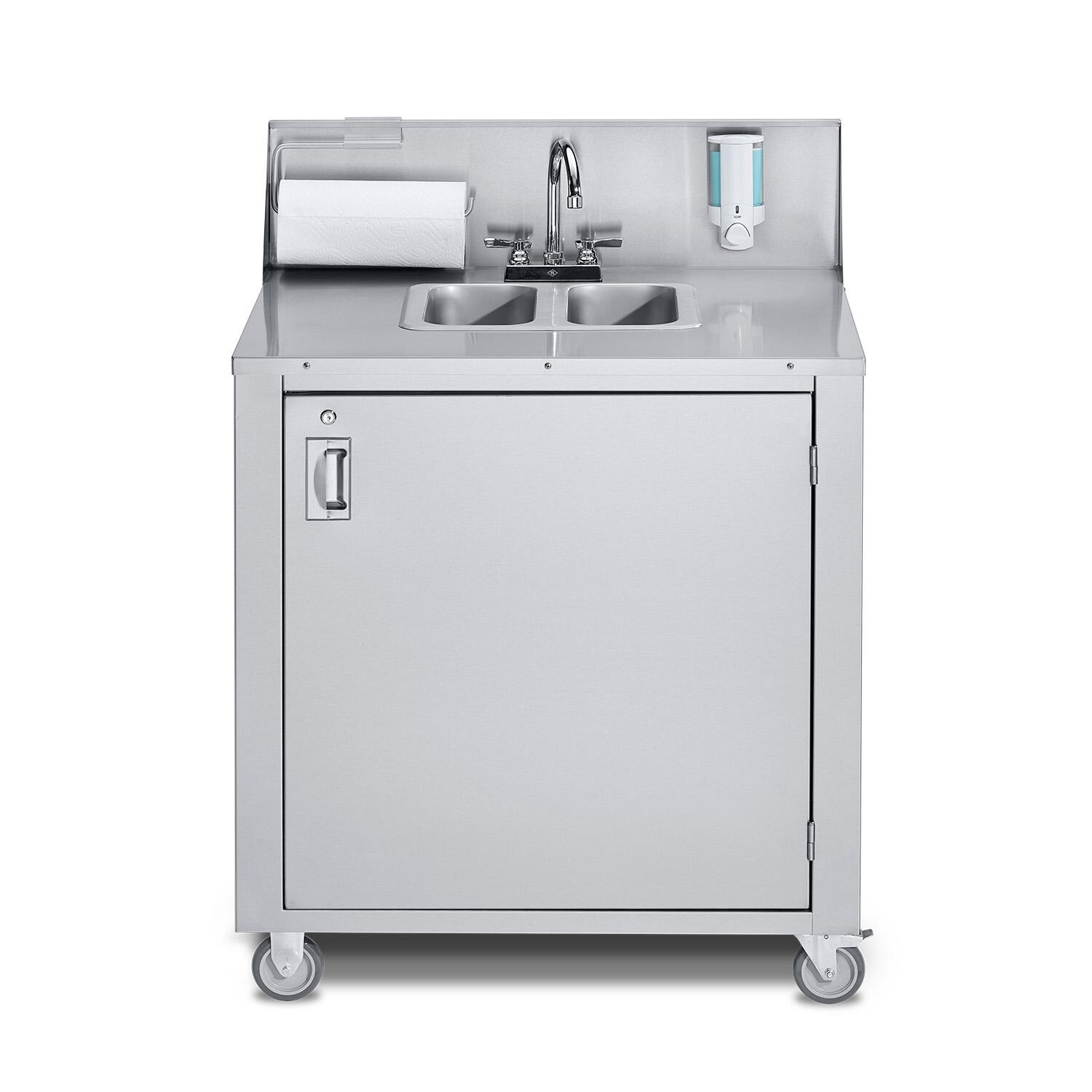 Crown Verity CV-PHS-2 Double Stainless Hot & Cold Water Handwashing Sink thumbnail