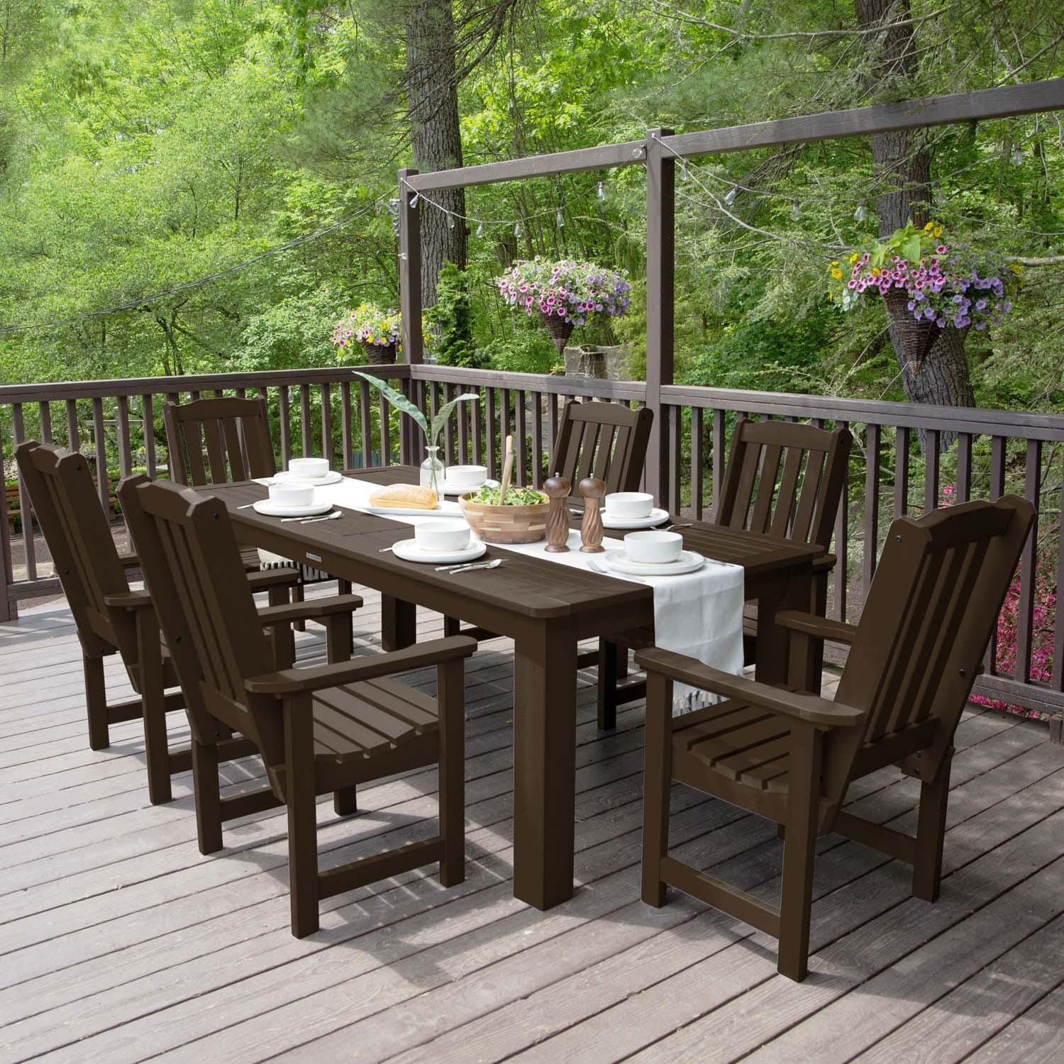 Hart Lane 7 Pc Recycled Plastic Dining Set in Weathered Acorn by Lakeview Outdoor Designs