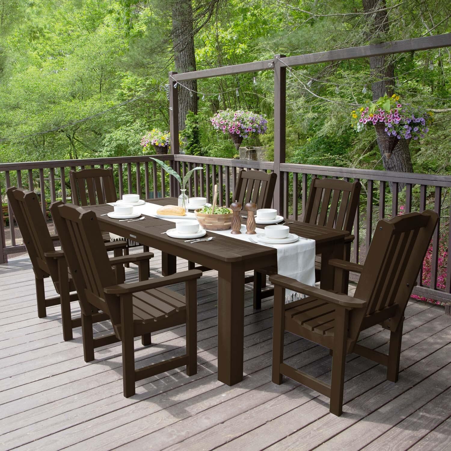Hart Lane 7 Pc Recycled Plastic Dining Set in Weathered Acorn by Lakeview Outdoor Designs