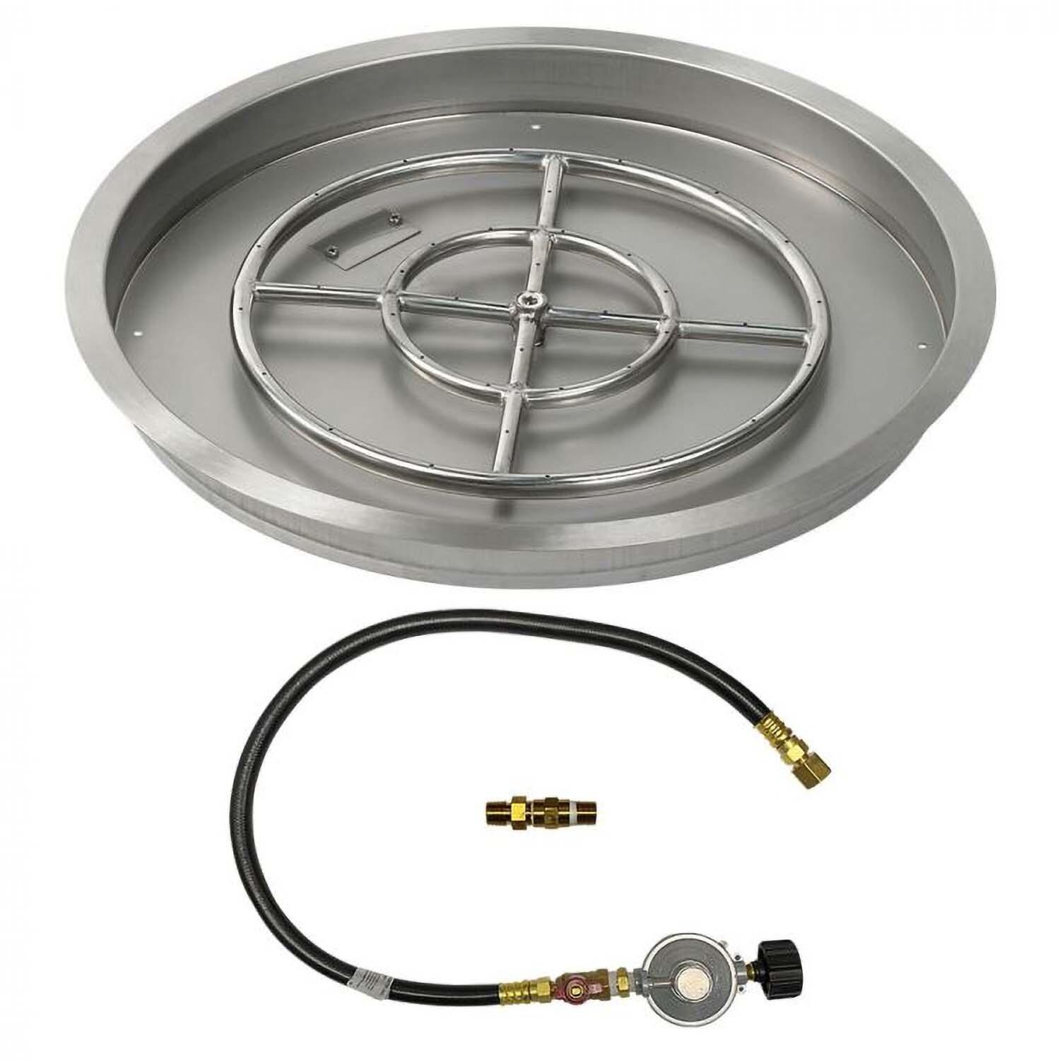 BBQGuys Signature 25 Inch Stainless Steel Round Drop-In Pan W/Match Light Kit - 18 Inch Ring - Propane - White Background thumbnail