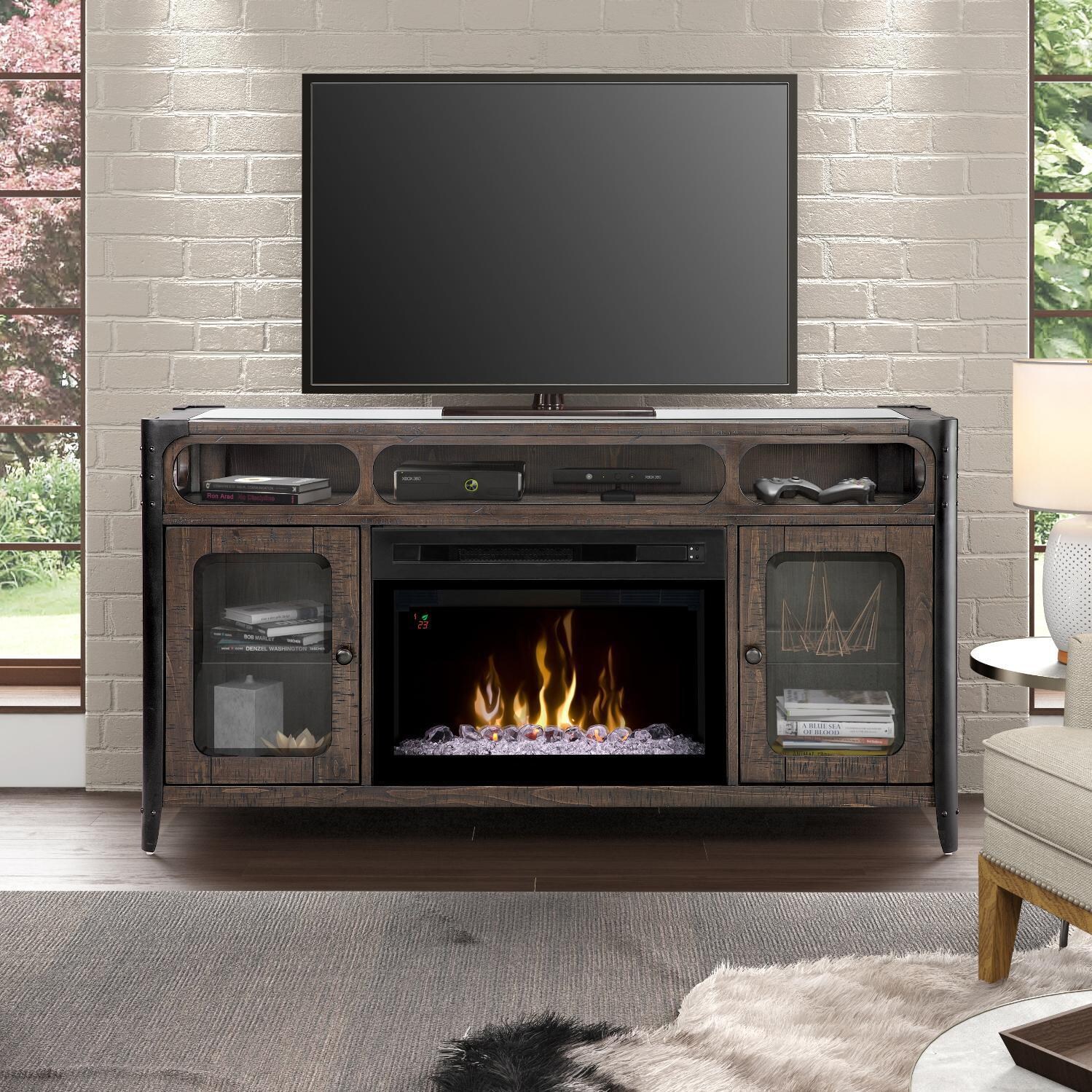 Dimplex - GDS25GD-1858NB - Multi-Fire XD Paige 60-Inch Media Console Electric Fireplace - Acrylic Ice Embers - Noir Brown