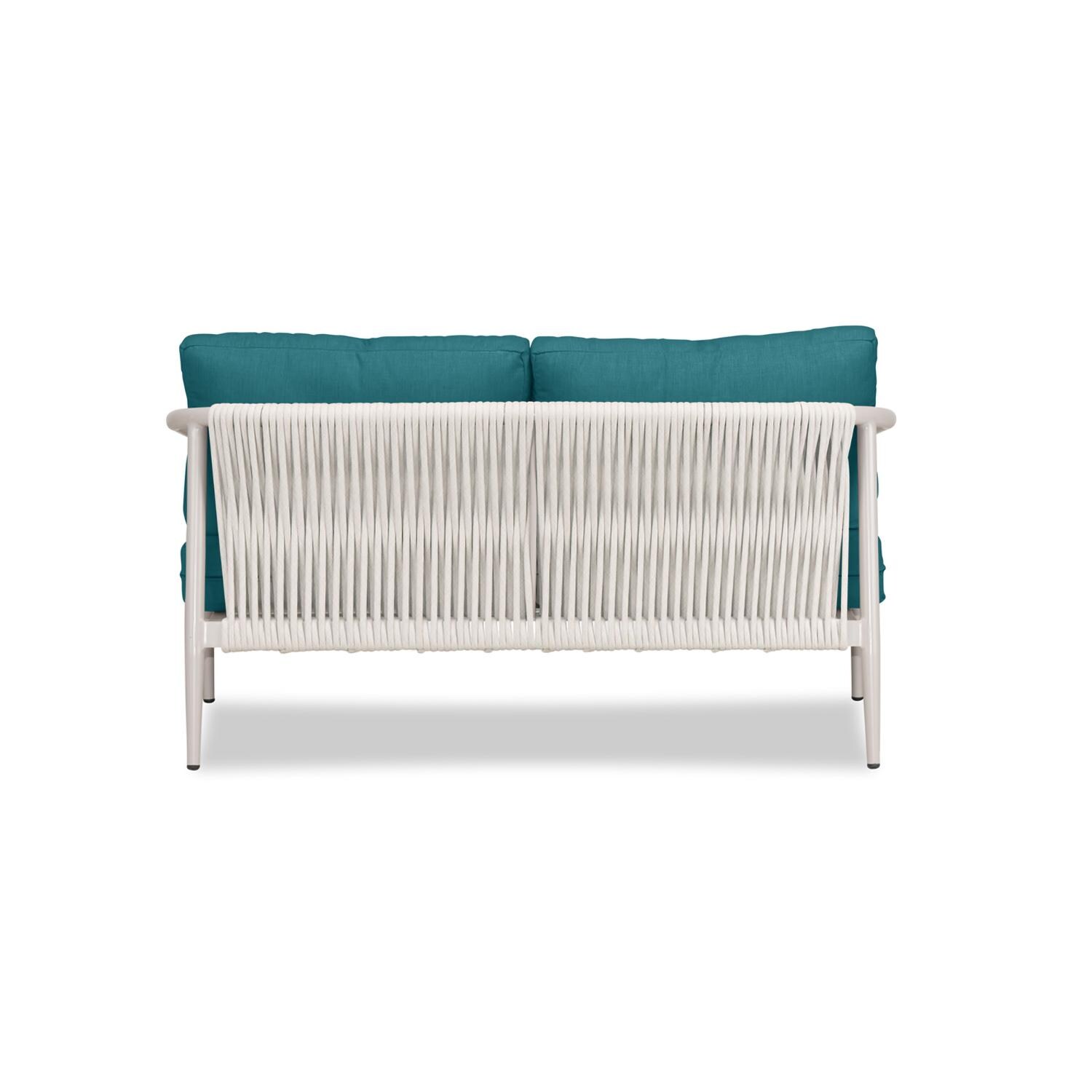 Lakeview Midnight Cove 2 Person Aluminum Loveseat in Urban Stone/Carrera/Spectrum Peacock - Back - White Background thumbnail