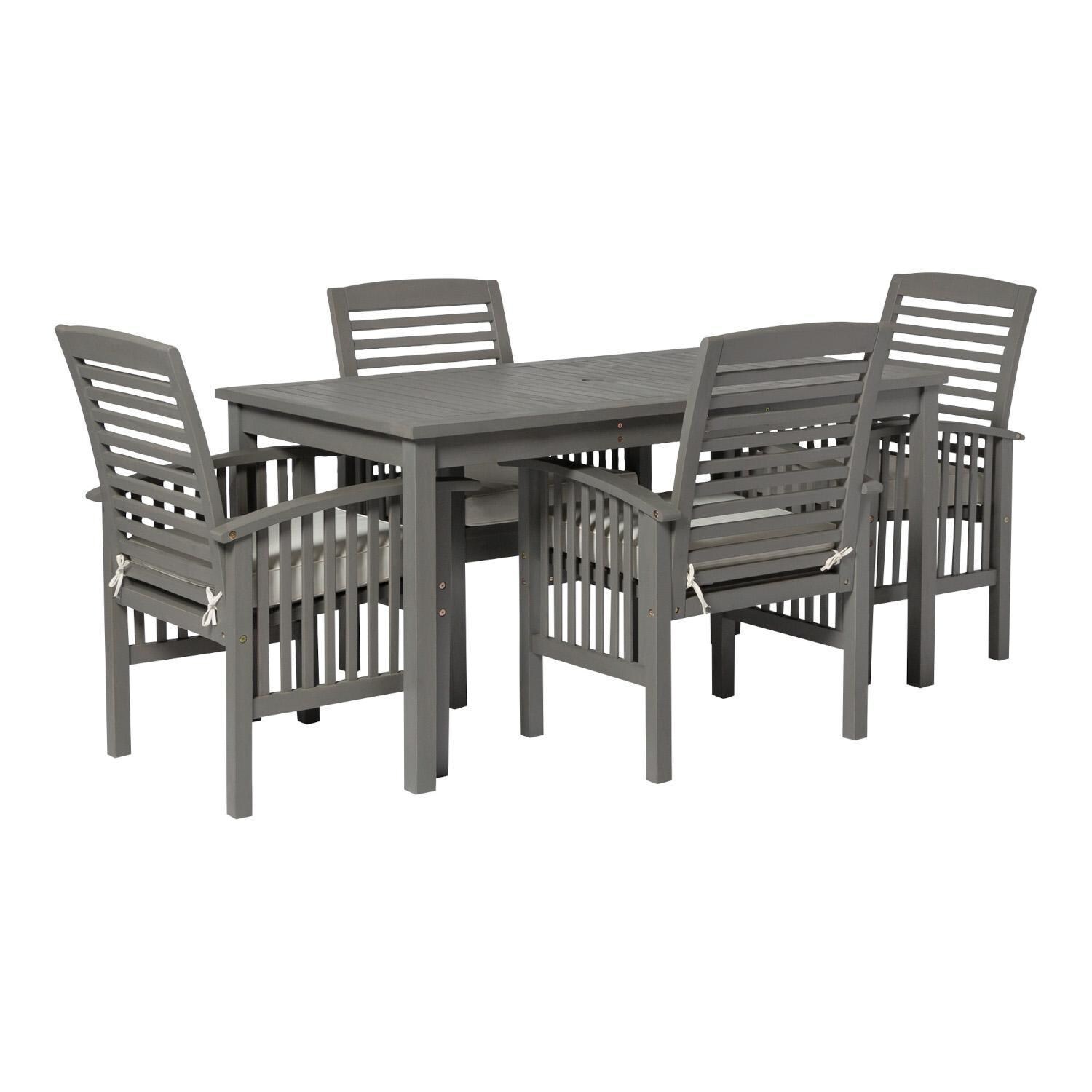 Ultimate Patio Horizon Way 5 Piece Acacia Patio Dining Set W/ 60 X 32 Inch - Rectangular - Table - Gray Wash - Angled Left thumbnail