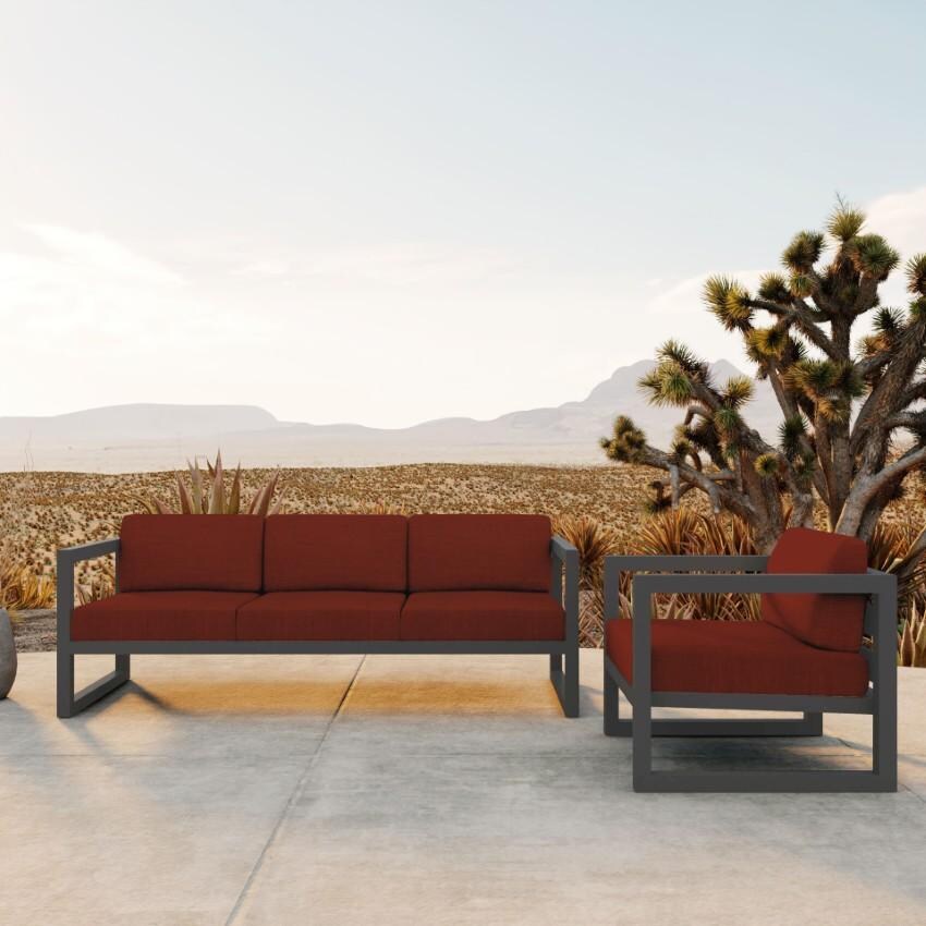 Misty Cove 2 Piece Seating Set In Slate w/Canvas Henna Cushions by Lakeview - Hero - Lifestyle thumbnail