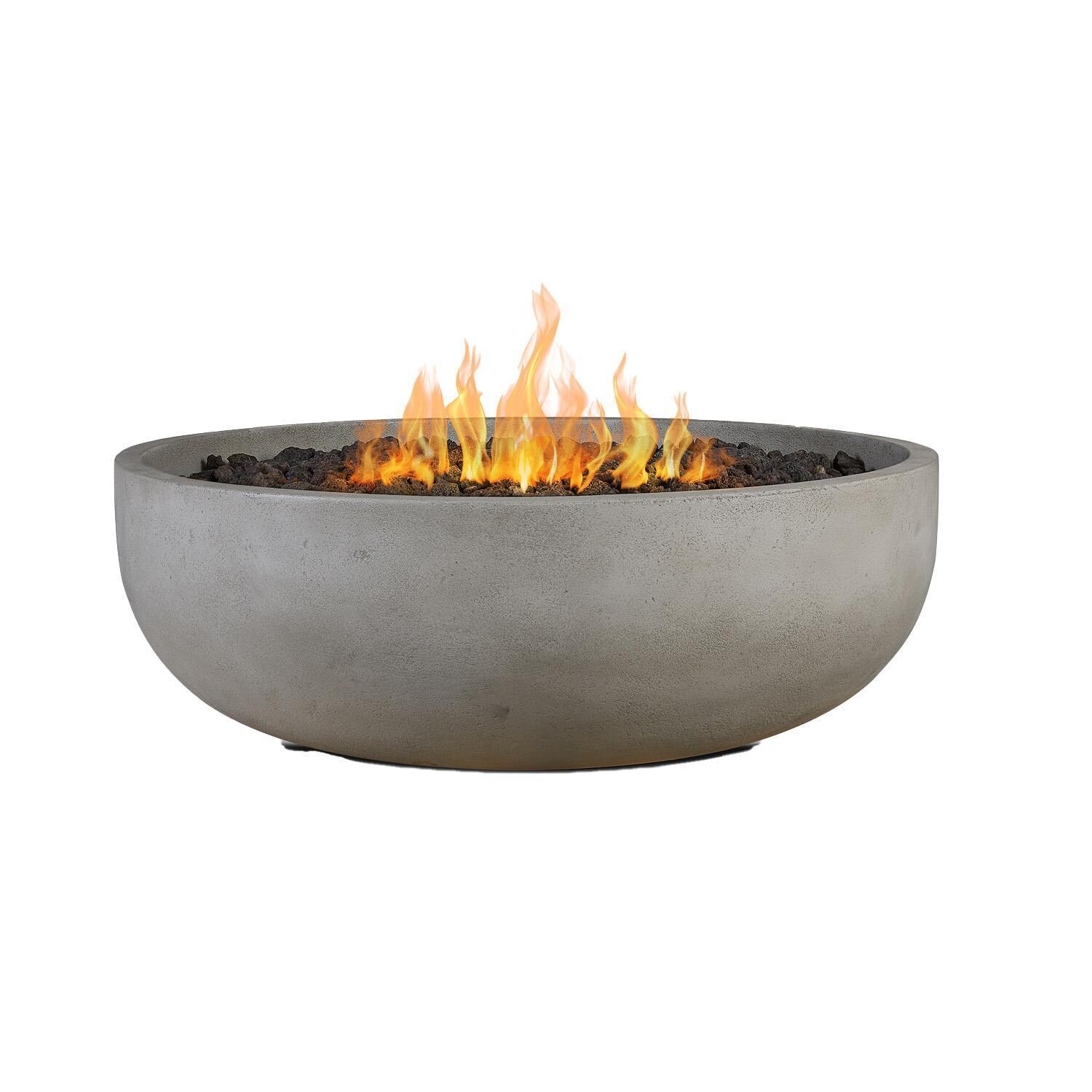Grand Lake 522LP-FOG 38 Inch Round Concrete Propane Fire Bowl in Fog by BBQGuys Signature - Fire - White Background thumbnail