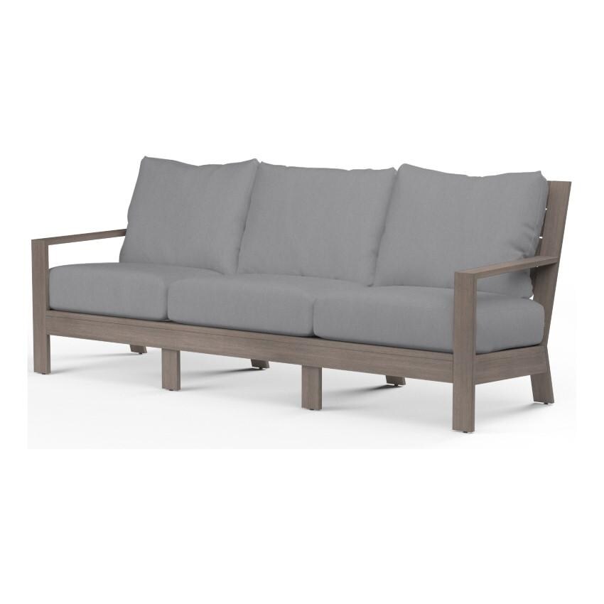 Laguna 3 Person Aluminum Sofa w/ No Welt in Driftwood/Canvas Granite by Sunset West - White Background thumbnail