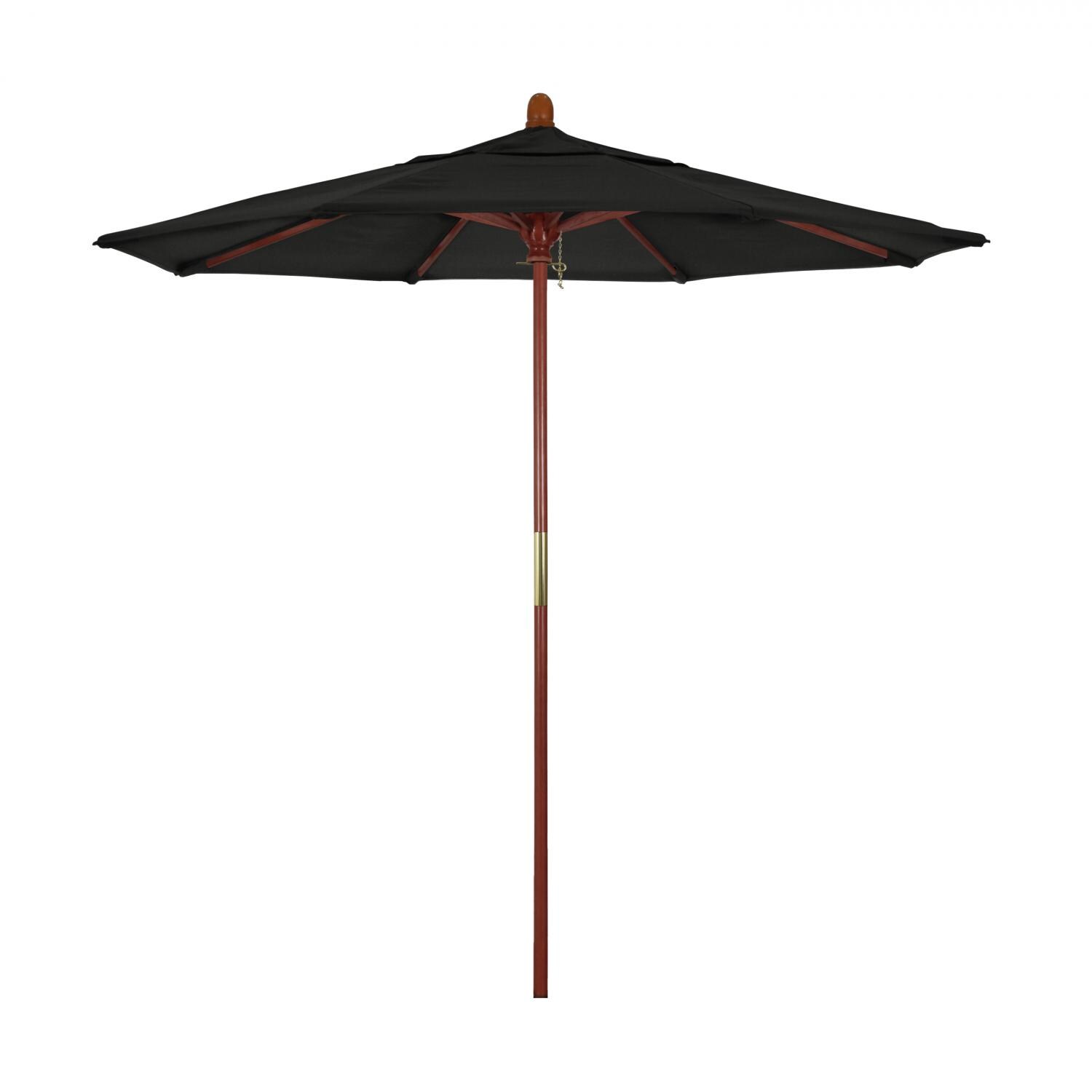 California Umbrella 7.5 Ft Octagonal Hardwood Patio Umbrella W/ Push Lift & Hardwood Ribs - Olefin Black Canopy thumbnail