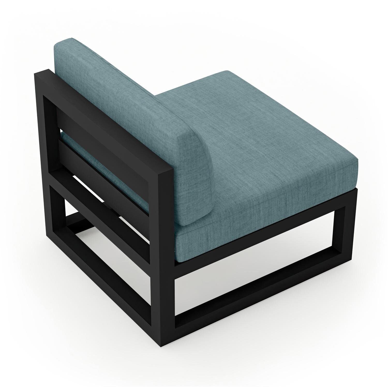 Lakeview  MSTYCV-BK-MS-CL Misty Cove Aluminum Middle Club Chair in Black w/Cast Lagoon Cushions by Lakeview Outdoor Designs - Angled Back - White Background thumbnail