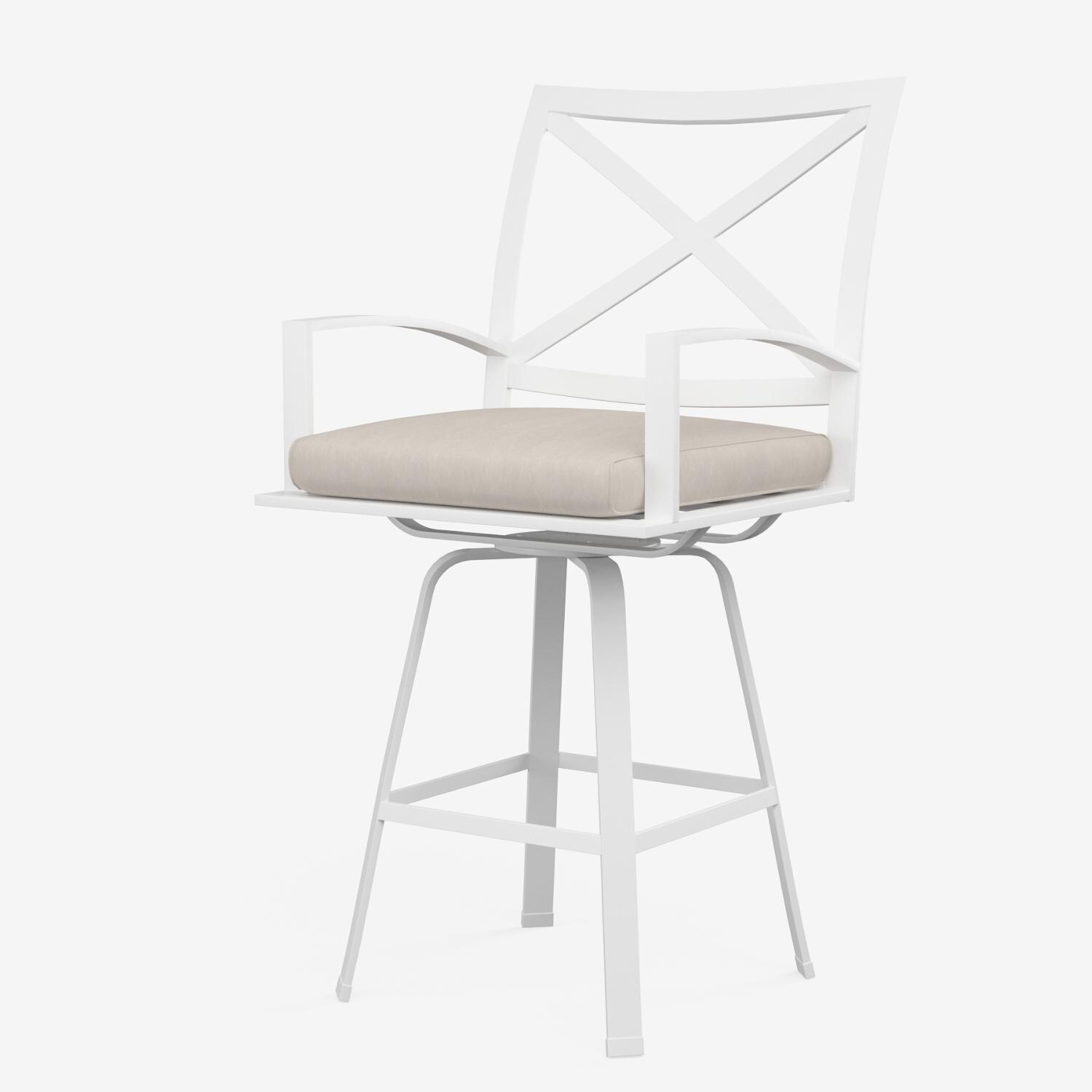 Sunset West - 501-7B-5492 - Bristol Aluminum Swivel Patio Barstool W/ Sunbrella Canvas Flax Self Welt Cushions thumbnail