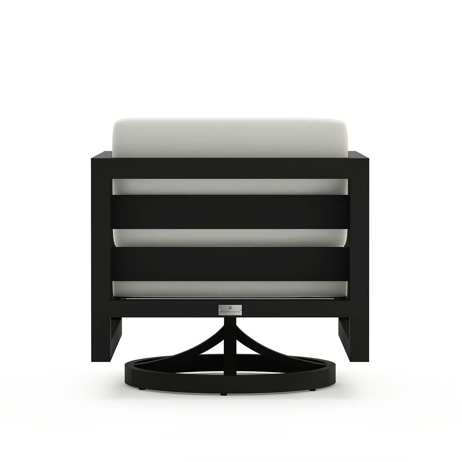 Misty Cove Aluminum Swivel Club Chair in Black/Canvas Natural by Lakeview Outdoor Designs - Back - White Background thumbnail