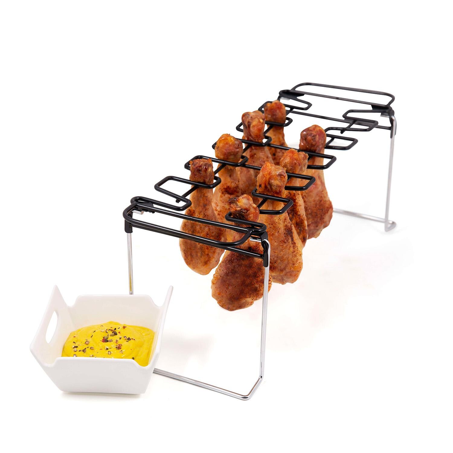 GrillPro Non-Stick Wing Rack w/ Chrome Legs - 41551 - Set Up - White Background thumbnail