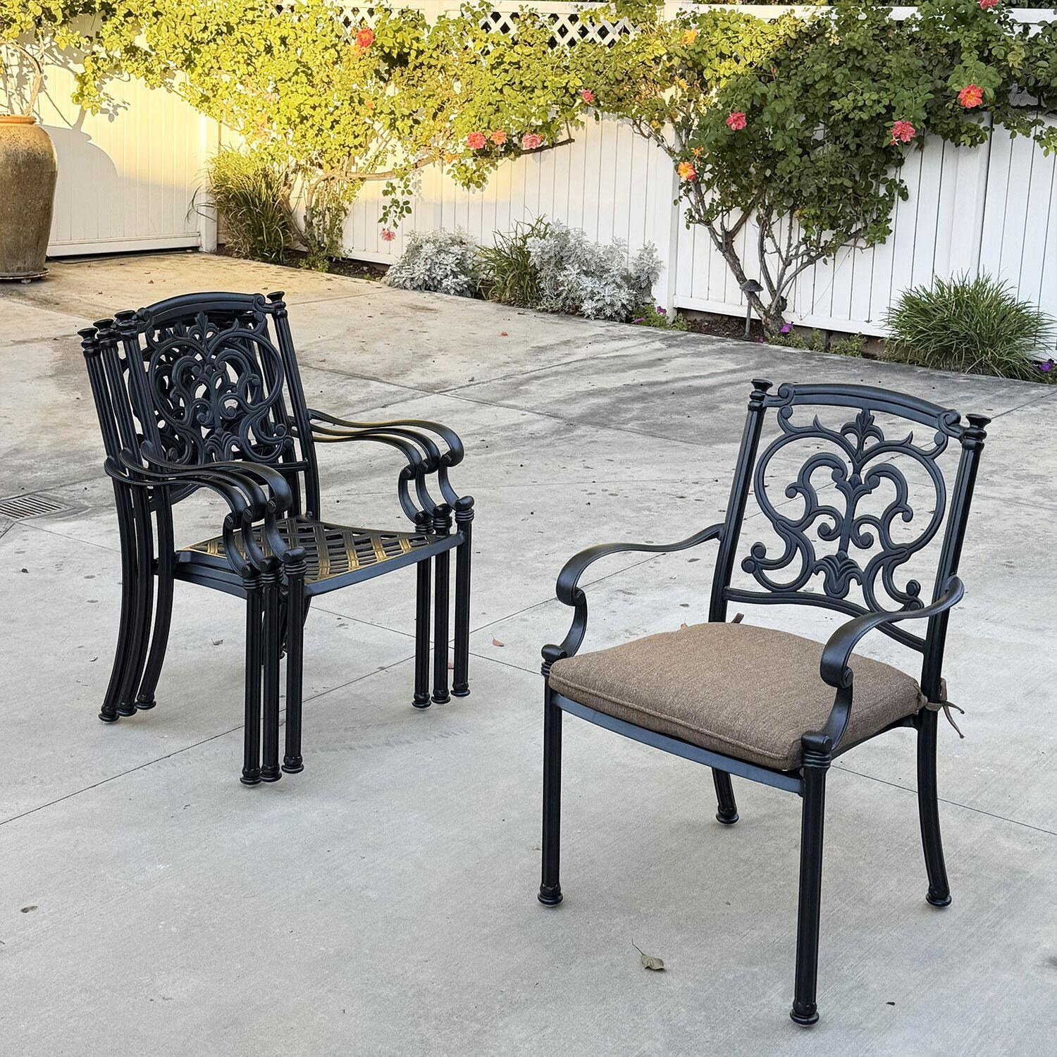 Darlee Santa Barbara 6-Person Patio Dining Set - Antique Bronze - Stackable Dining Chairs - Detail thumbnail