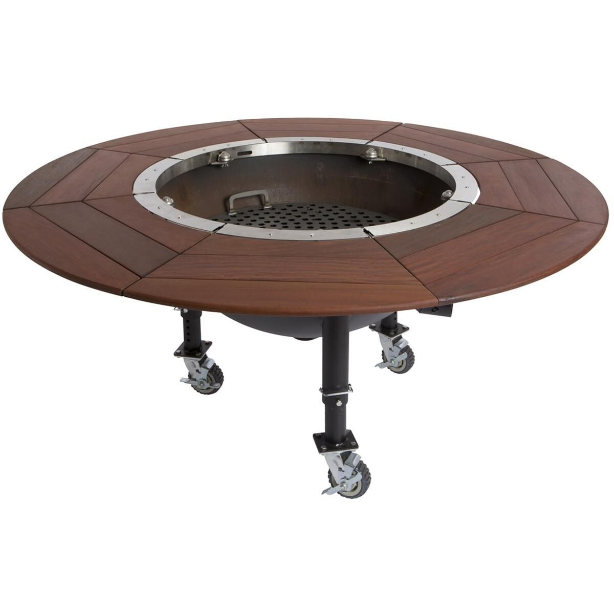 Gather Grills Pioneer 35-Inch Wood Fire Pit W/ 68-Inch Ipe Hardwood Table - P01000101