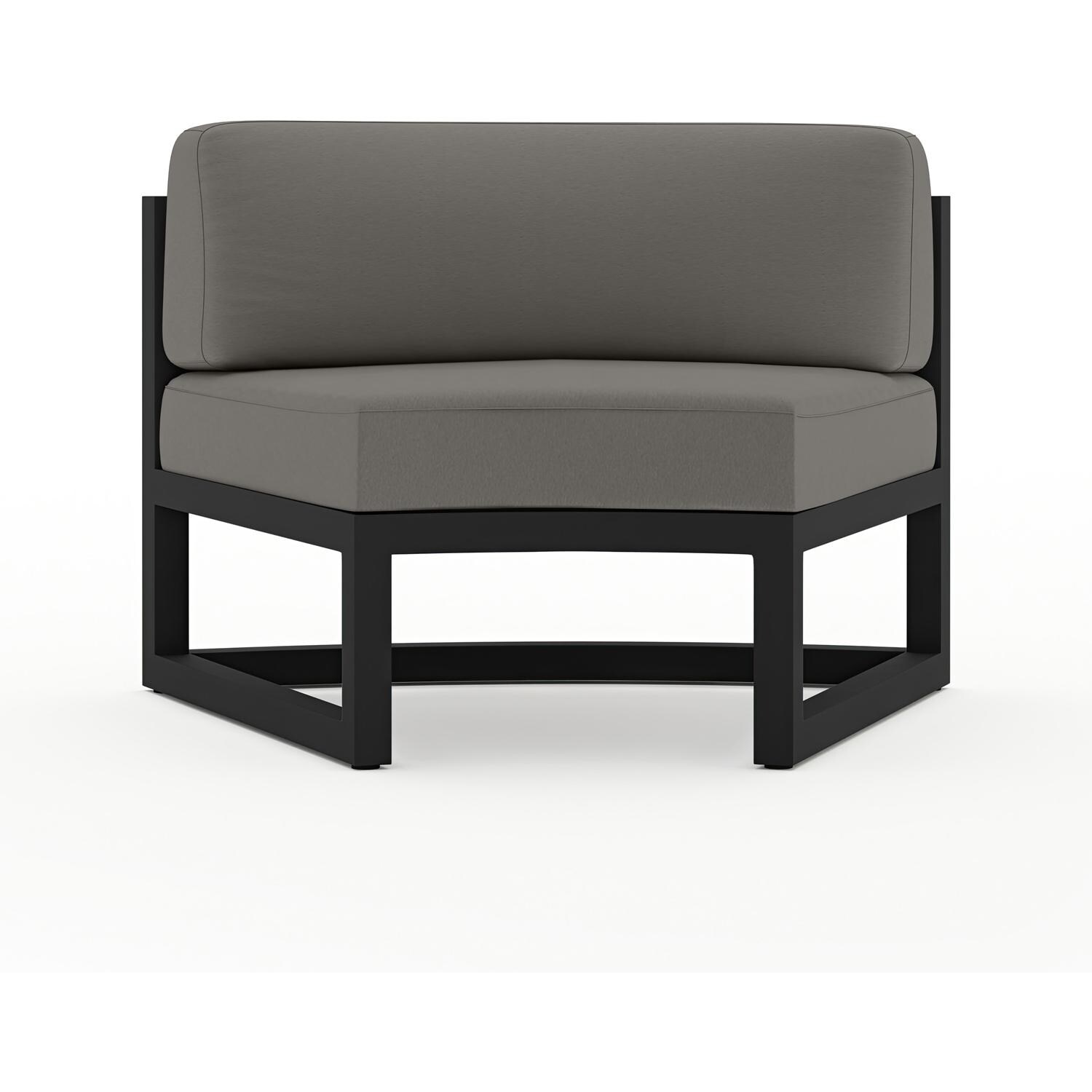 Lakeview MSTYCV-BK-CRVS-CC Misty Cove 2 Pc Aluminum Curve Club Chair in Black w/Charcoal Cushions by Lakeview Outdoor Designs - Front View - White Background thumbnail
