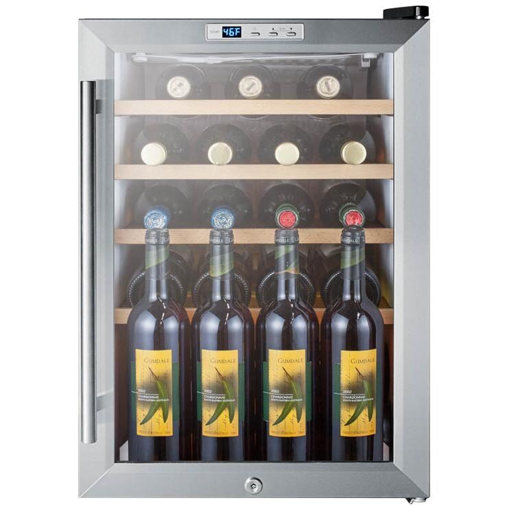 Summit 2.5 Cu. Ft. 22 Bottle Countertop Commercial Wine Cooler - Stainless Steel - Full - Standing Bottles thumbnail