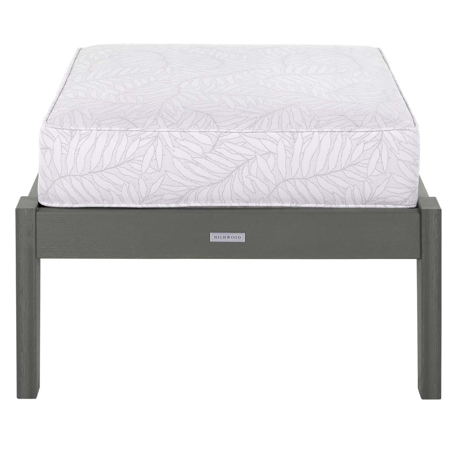 Blushing Bay Recycled Plastic Ottoman in Lively Parchment/Coastal Teak by Lakeview Outdoor Designs - White Background thumbnail