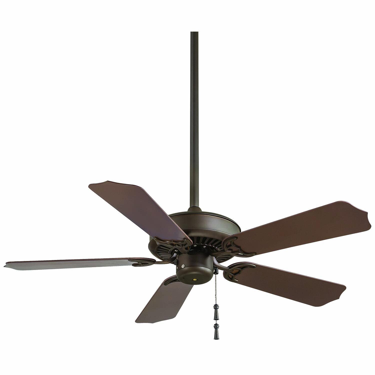Minka-Aire F572-ORB Sundance 42-Inch 5-Blade Ceiling Fan in Oil Rubbed Bronze Finish w/ Dark Oak All Weather Blades - Side View thumbnail