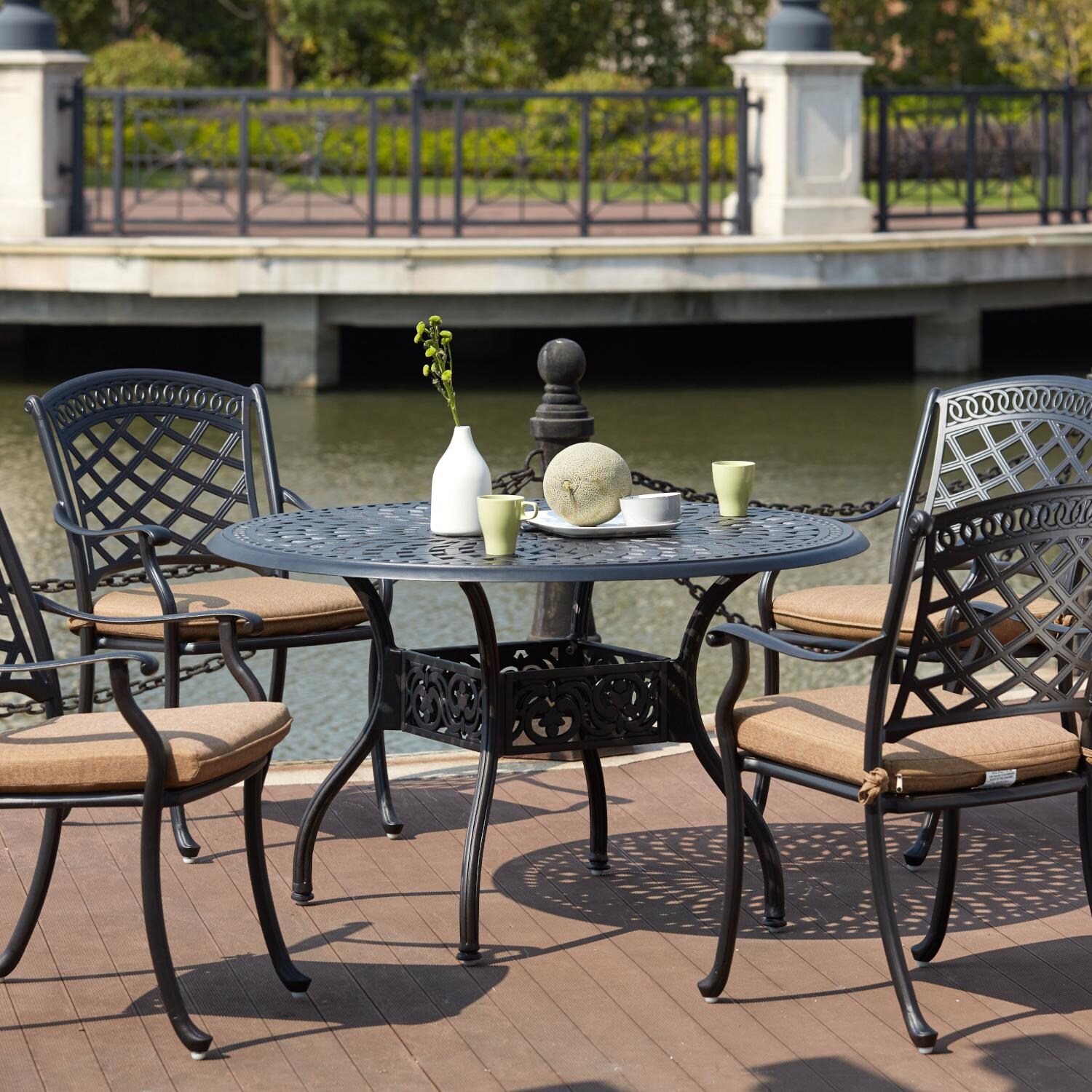 Darlee Sedona 5 Piece Cast Aluminum Patio Dining Set - Antique Bronze - Lifestyle thumbnail