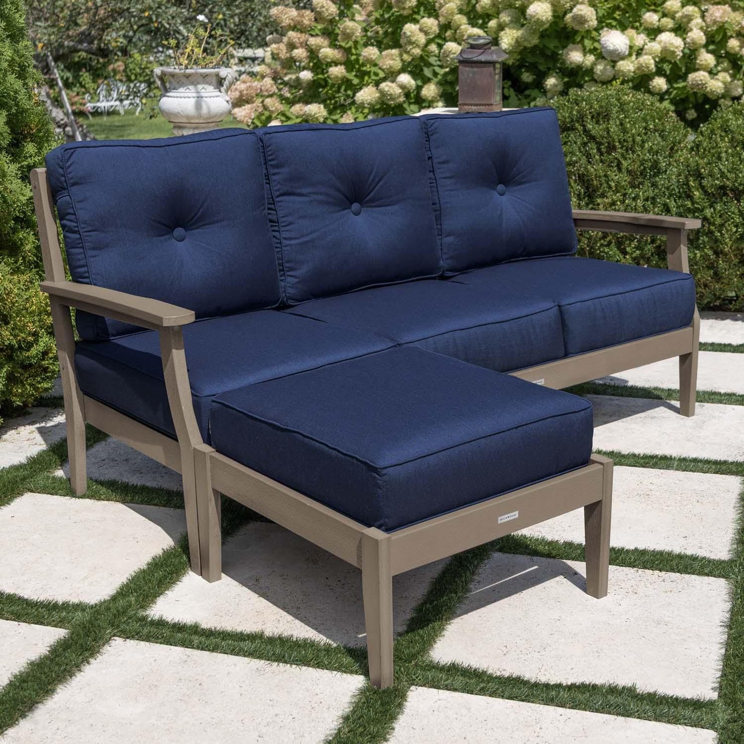 Blushing Bay 2 Pc Recycled Plastic Seating Set in Spectrum Indigo/Woodland Brown by Lakeview Outdoor Designs - Angled View - Lifestyle thumbnail