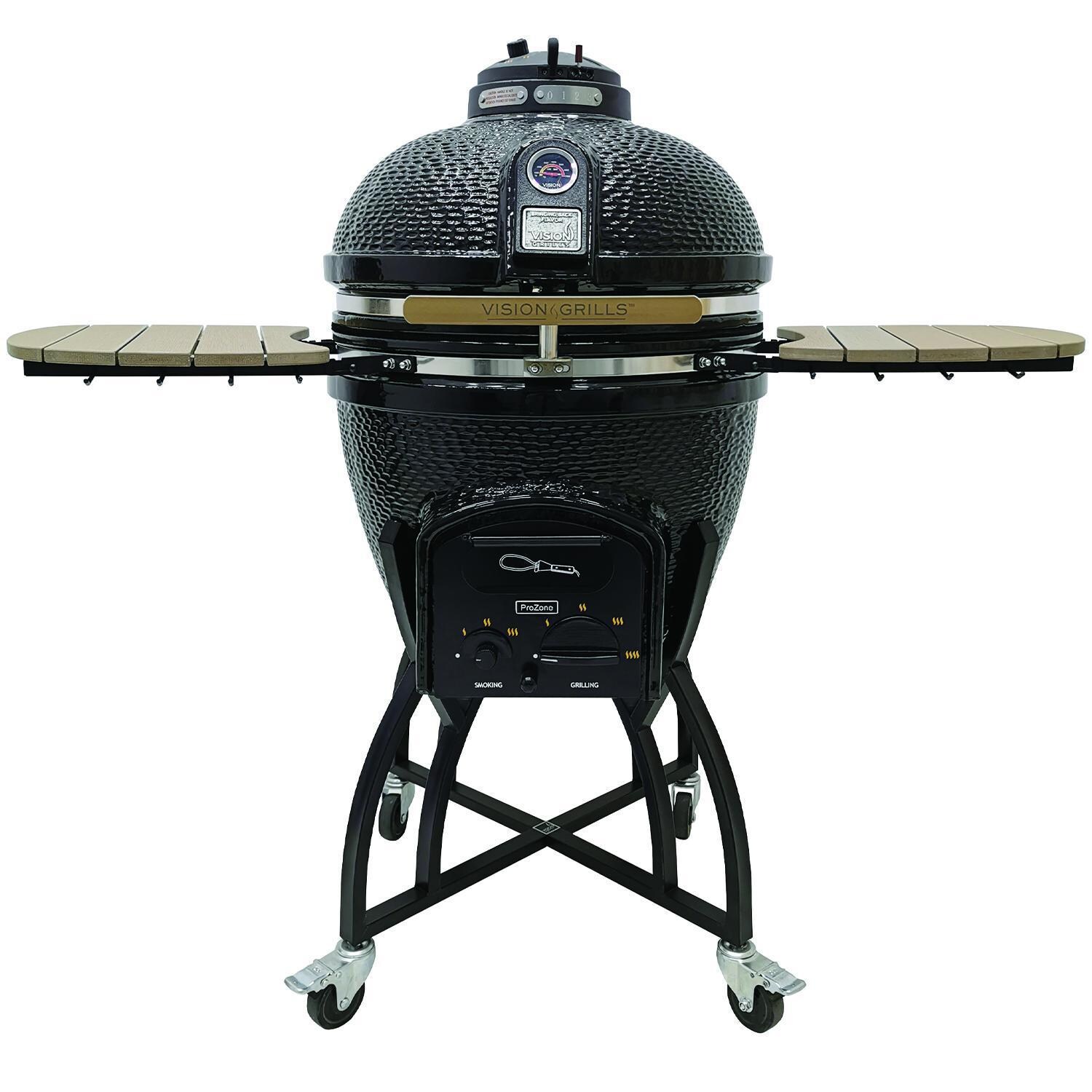 Vision C-4C1F1-H Professional C-Series Ceramic Kamado Grill - Black - Front View thumbnail