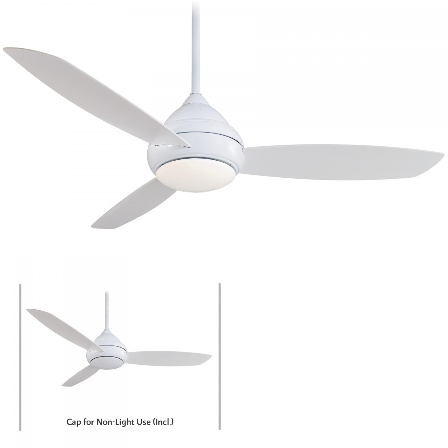 Minka-Aire F477L-WH Concept I Wet 58-Inch 3-Blade Ceiling Fan in White Finish w/ White Blades & White Opal Glass - Convertible thumbnail