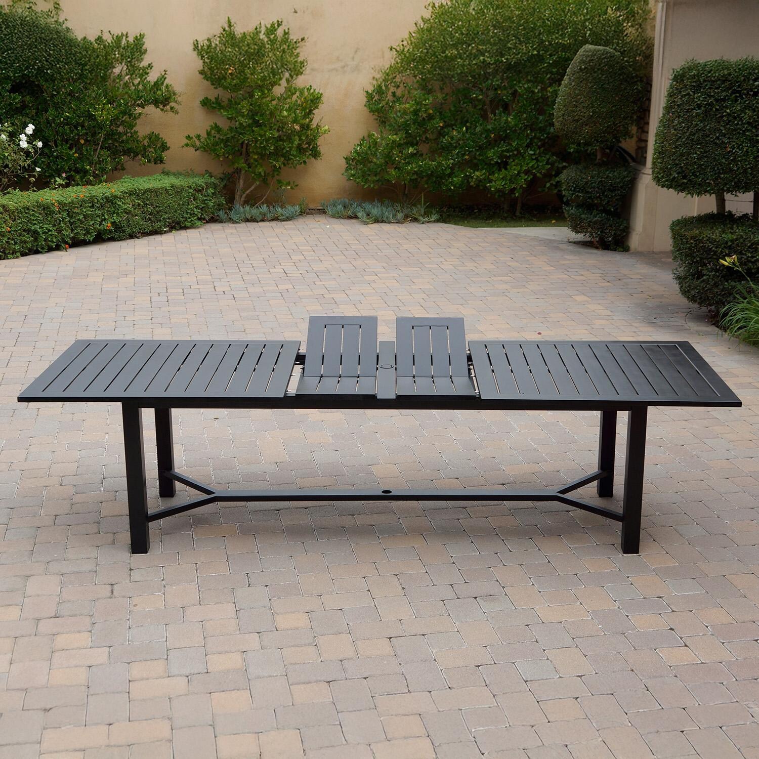 Darlee B/DL2052-11PCD-2350LE Santa Monica 11 Pc Cast Aluminum Dining Set in Antique Bronze - Table Side View w/ Extension - Lifestyle thumbnail