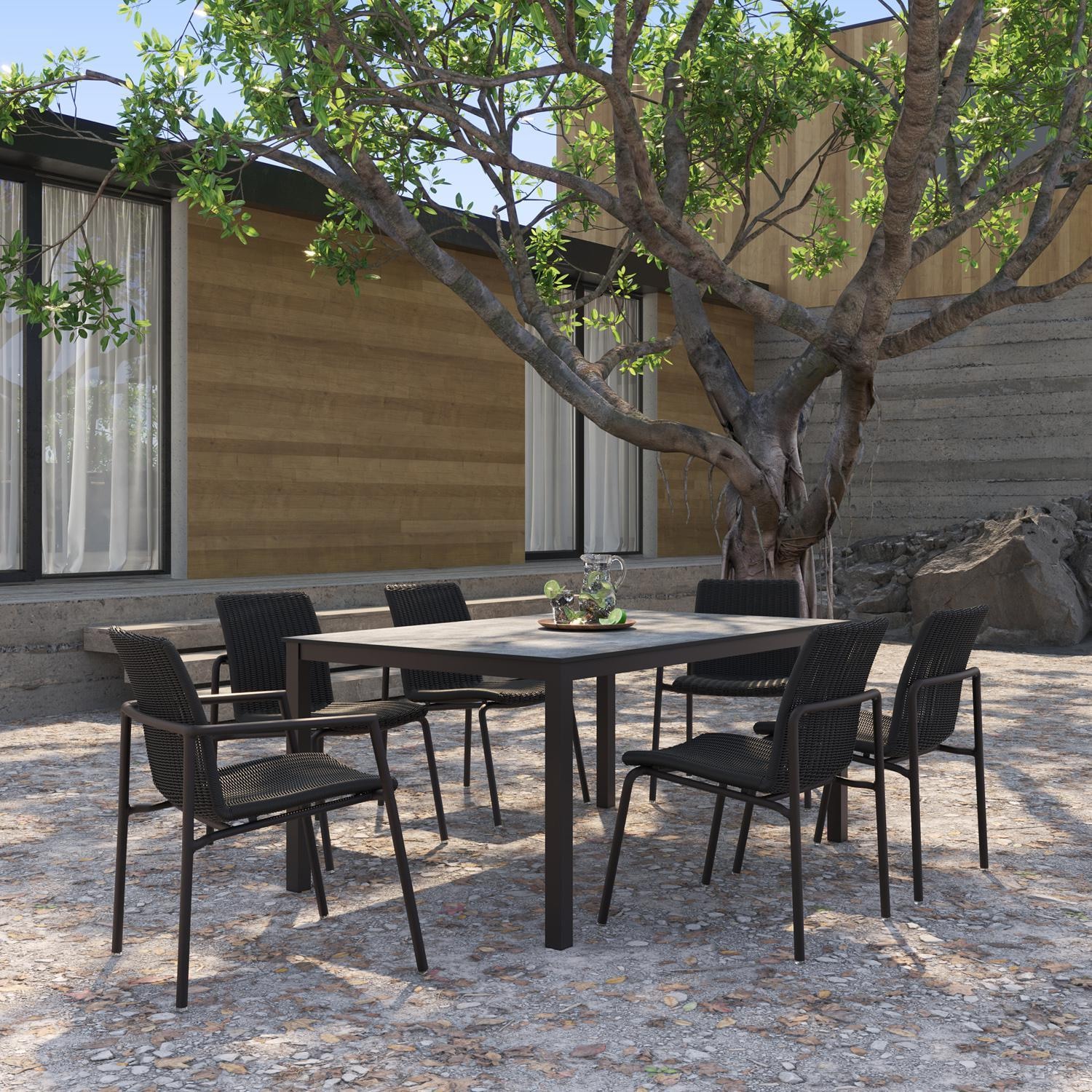 Oxford Garden Travira 63 Inch Carbon Aluminum Dining Table W/ Skyline HPL Table Top - Outdoor Dining thumbnail