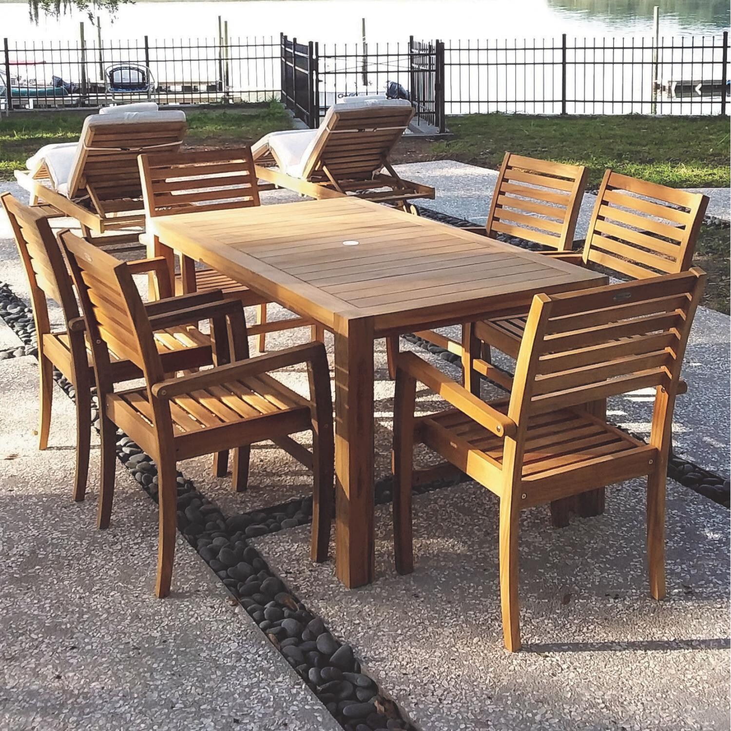 Royal Teak Collection Avant Stacking Teak Patio Dining Arm Chair - On the Patio thumbnail