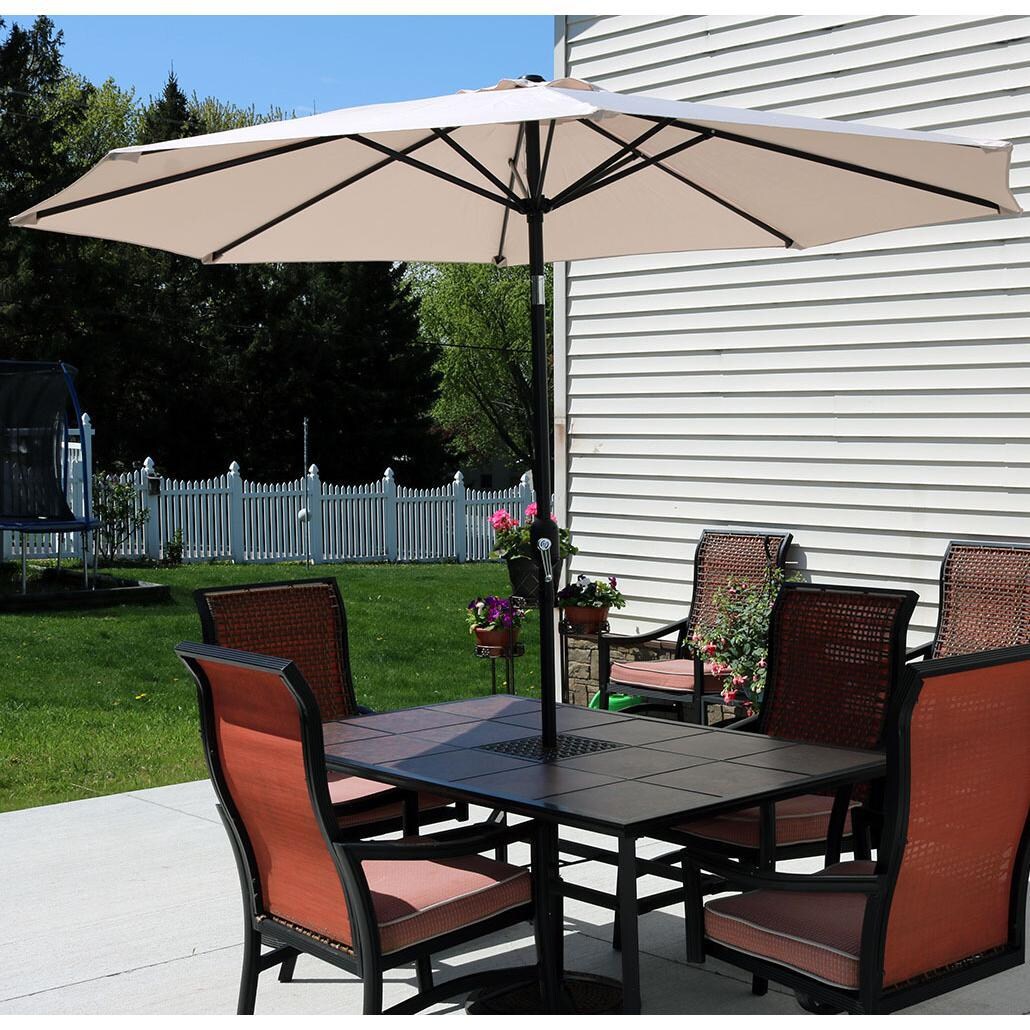 Ultimate Patio 9 Ft. Octagonal Patio Umbrella W/ Crank Lift - Beige - Lifestyle View thumbnail