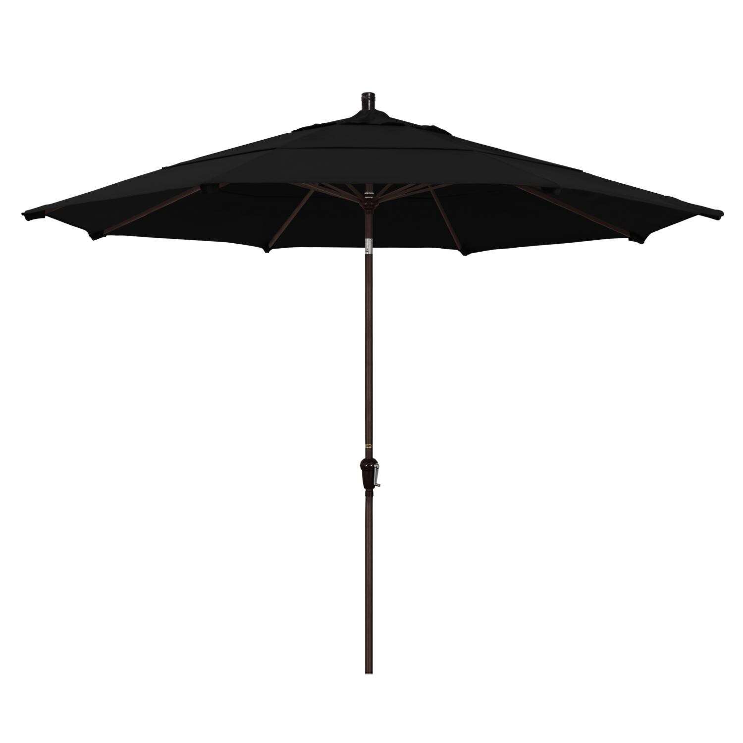California Umbrella 11 Ft Octagonal Aluminum Auto Tilt Patio Umbrella W/ Crank Lift & Aluminum Ribs - Bronze Frame / Sunbrella Canvas Black Canopy thumbnail