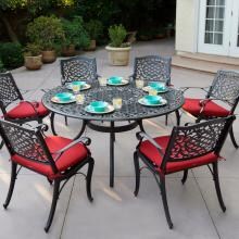 7 Piece Cast Aluminum Patio Dining Set W/ 59 Inch Round Table By AC Home & Patio